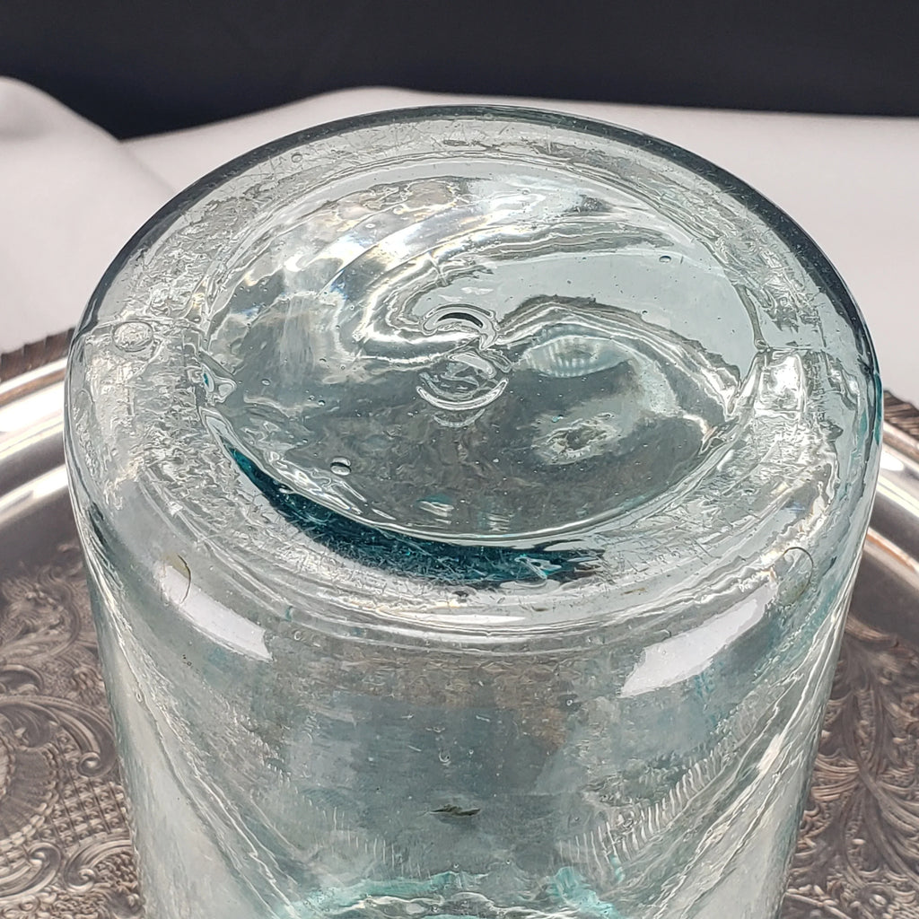 Winslow Jar – Pat. Nov. 29, 1870 – Quart Size – Aqua Glass
