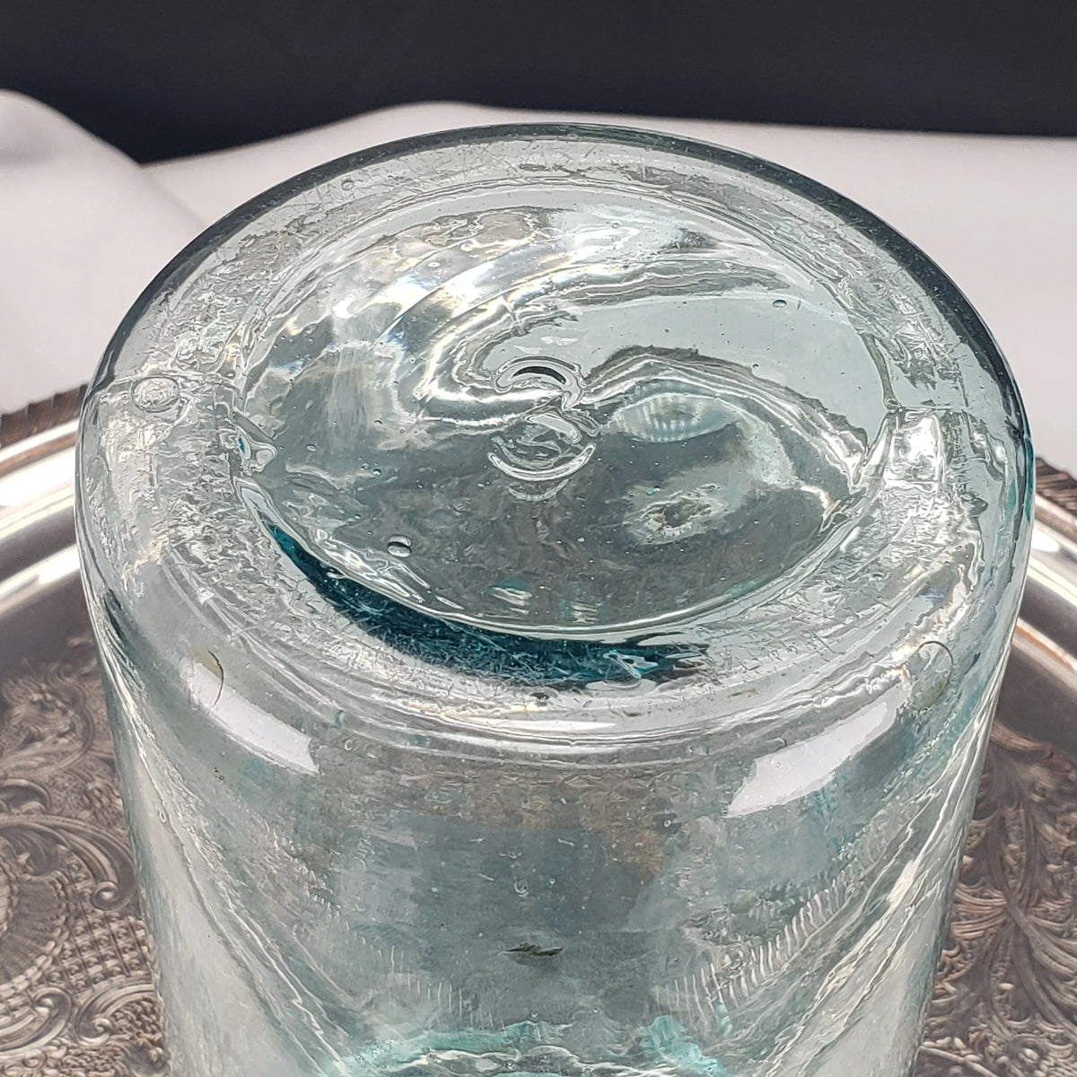 Winslow Jar – Pat. Nov. 29, 1870 – Quart Size – Aqua Glass