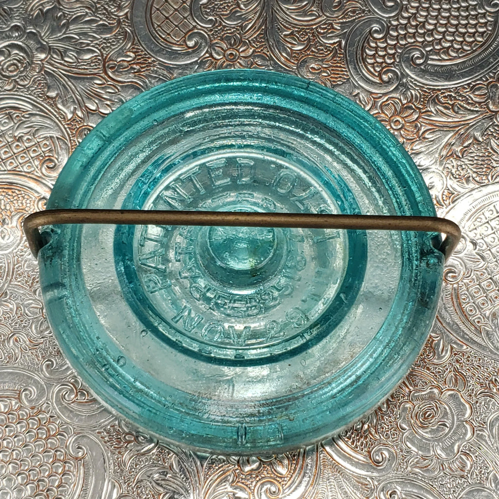 Winslow Jar – Pat. Nov. 29, 1870 – Quart Size – Aqua Glass