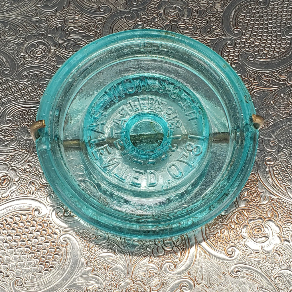 Winslow Jar – Pat. Nov. 29, 1870 – Quart Size – Aqua Glass
