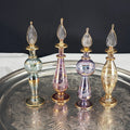 Vintage Egyptian Perfume Bottles – Hand‑Blown Glass – Gold Accents – Set of 4