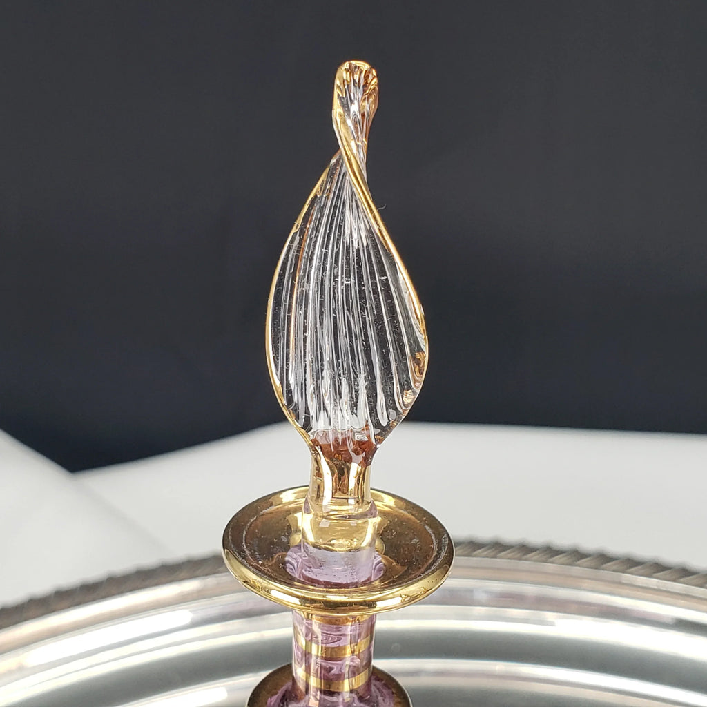 Vintage Egyptian Perfume Bottles – Hand‑Blown Glass – Gold Accents – Set of 4