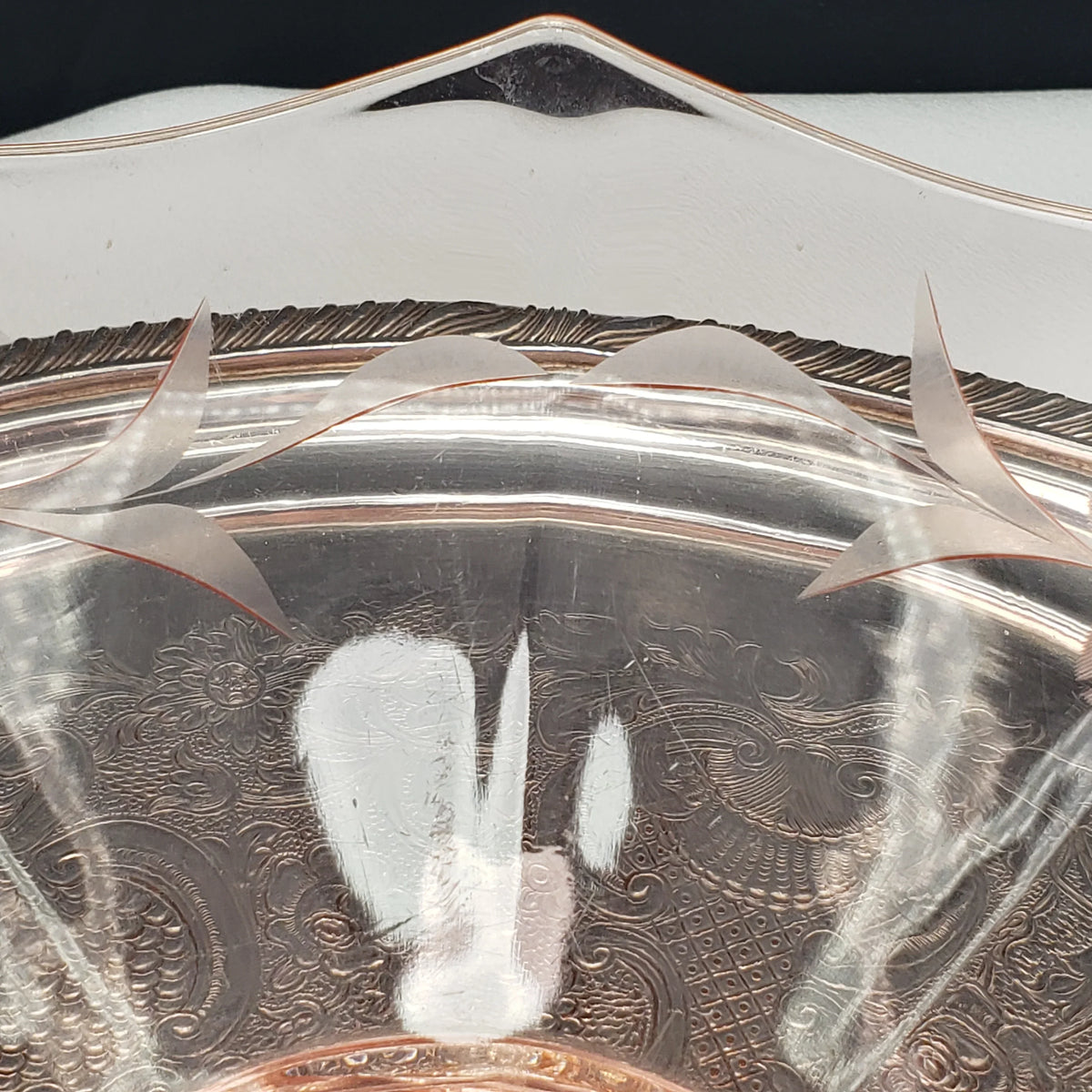 Vintage Pink Depression Glass Etched Bowl – Morgantown Glass – 1930s Floral Etching