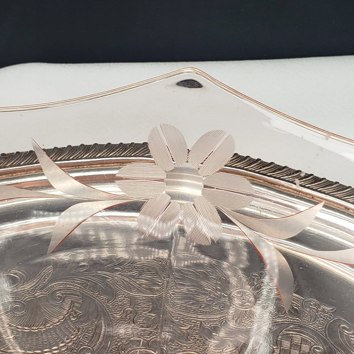 Vintage Pink Depression Glass Etched Bowl – Morgantown Glass – 1930s Floral Etching