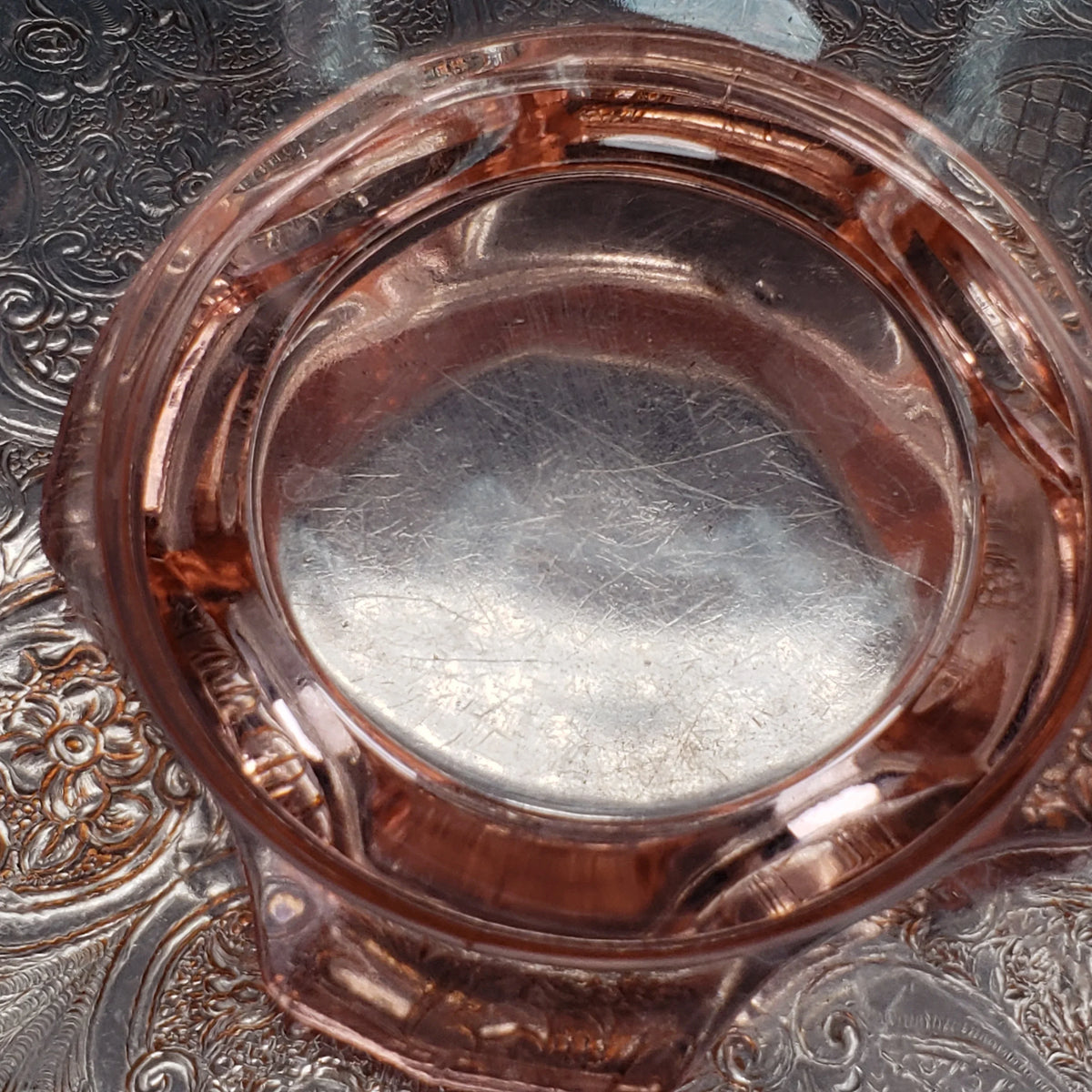 Vintage Pink Depression Glass Etched Bowl – Morgantown Glass – 1930s Floral Etching