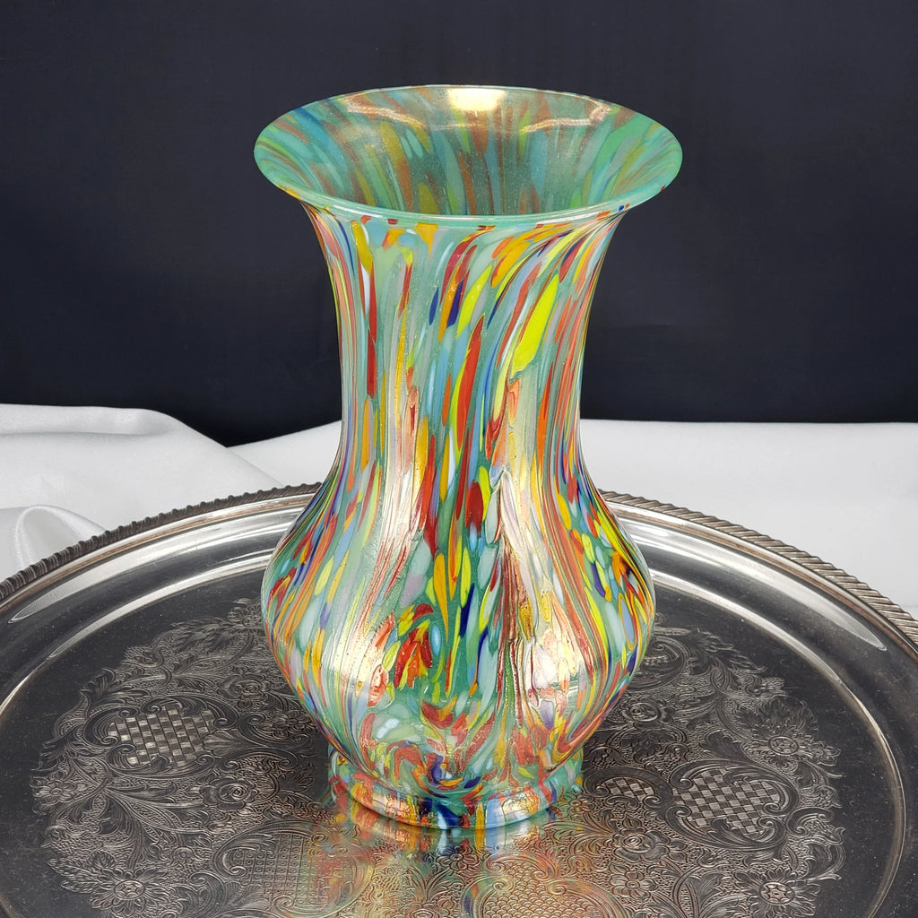 Loetz Ausführung 237 Art Nouveau Vase – Jade Green UV Reactive Glass – Czechoslovakia ca. 1925