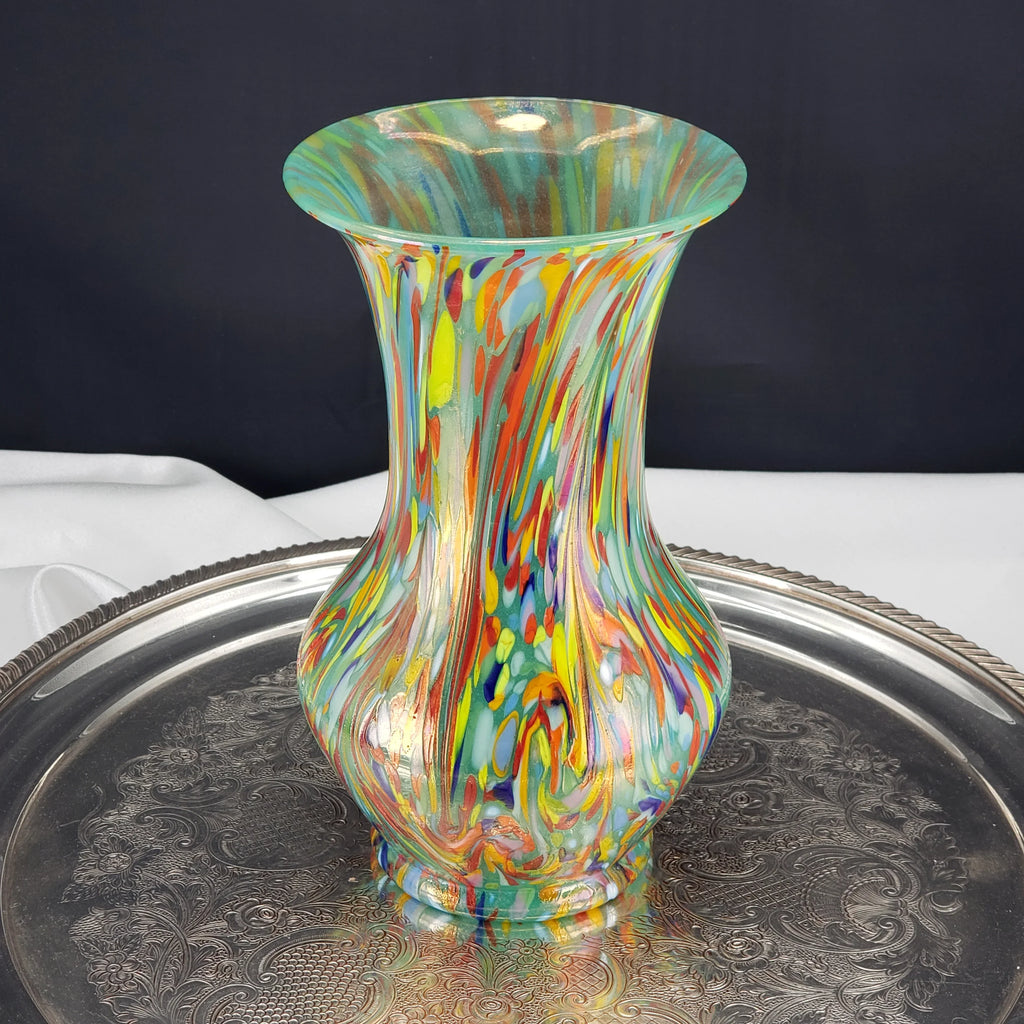 Loetz Ausführung 237 Art Nouveau Vase – Jade Green UV Reactive Glass – Czechoslovakia ca. 1925