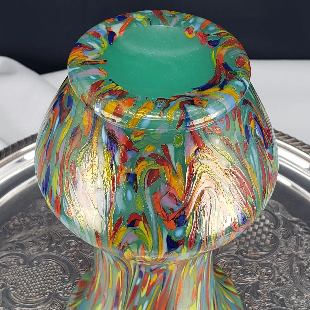 Loetz Ausführung 237 Art Nouveau Vase – Jade Green UV Reactive Glass – Czechoslovakia ca. 1925