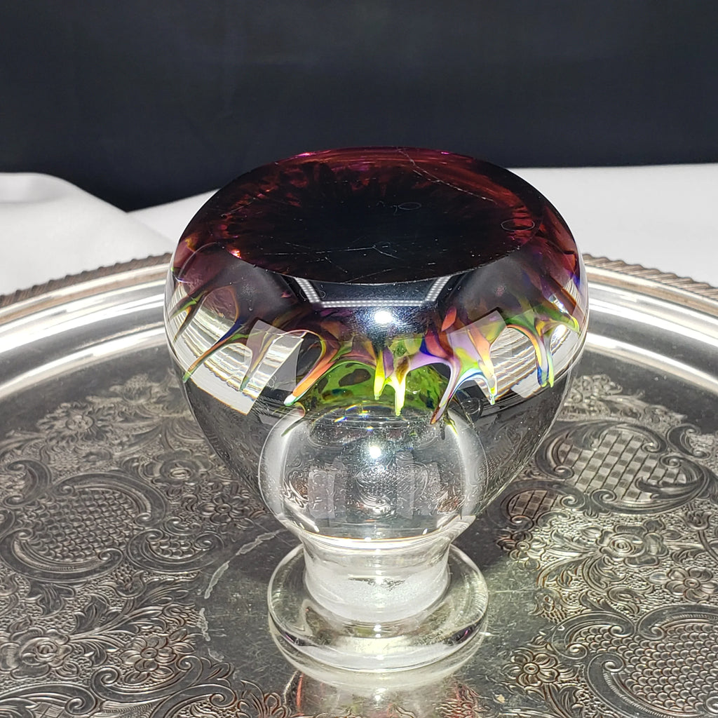 Vintage Caithness Glass Perfume / Ink Bottle – Multicolor Fused Art Glass Stopper