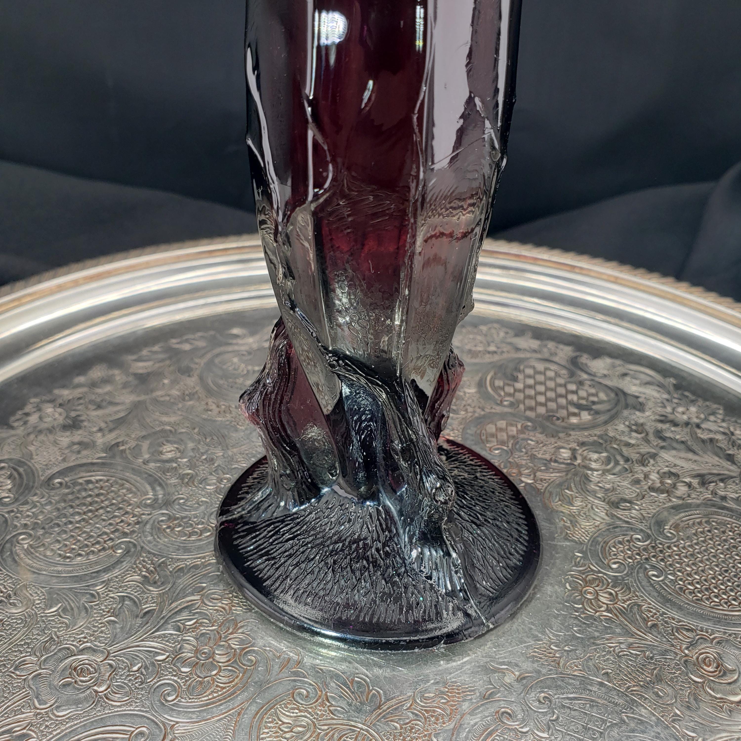 Amethyst Glass Vase, Antique Dugan Twig Pattern