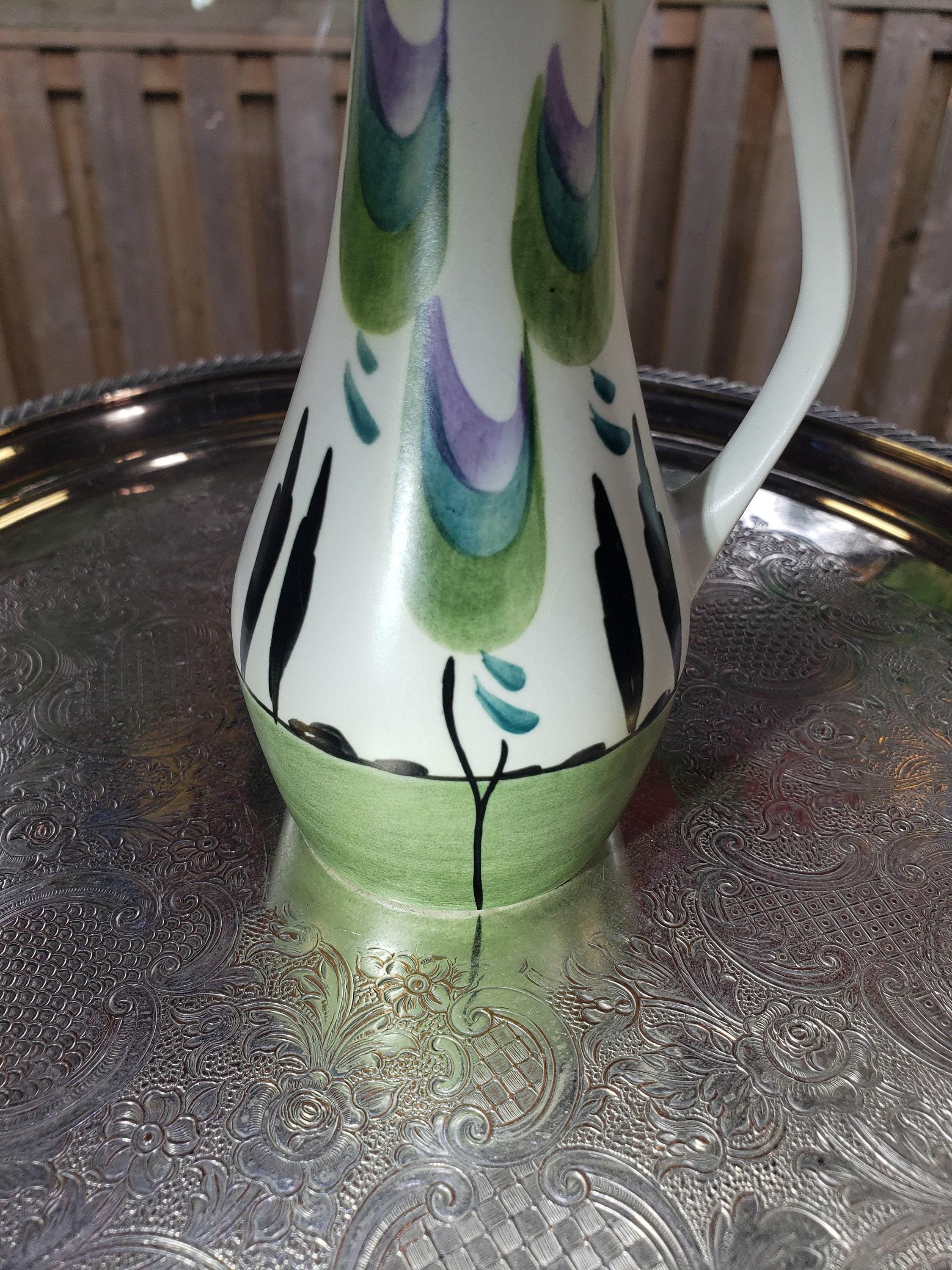 Edward Radford Pitcher: Purple Green Swirl - English Pottery