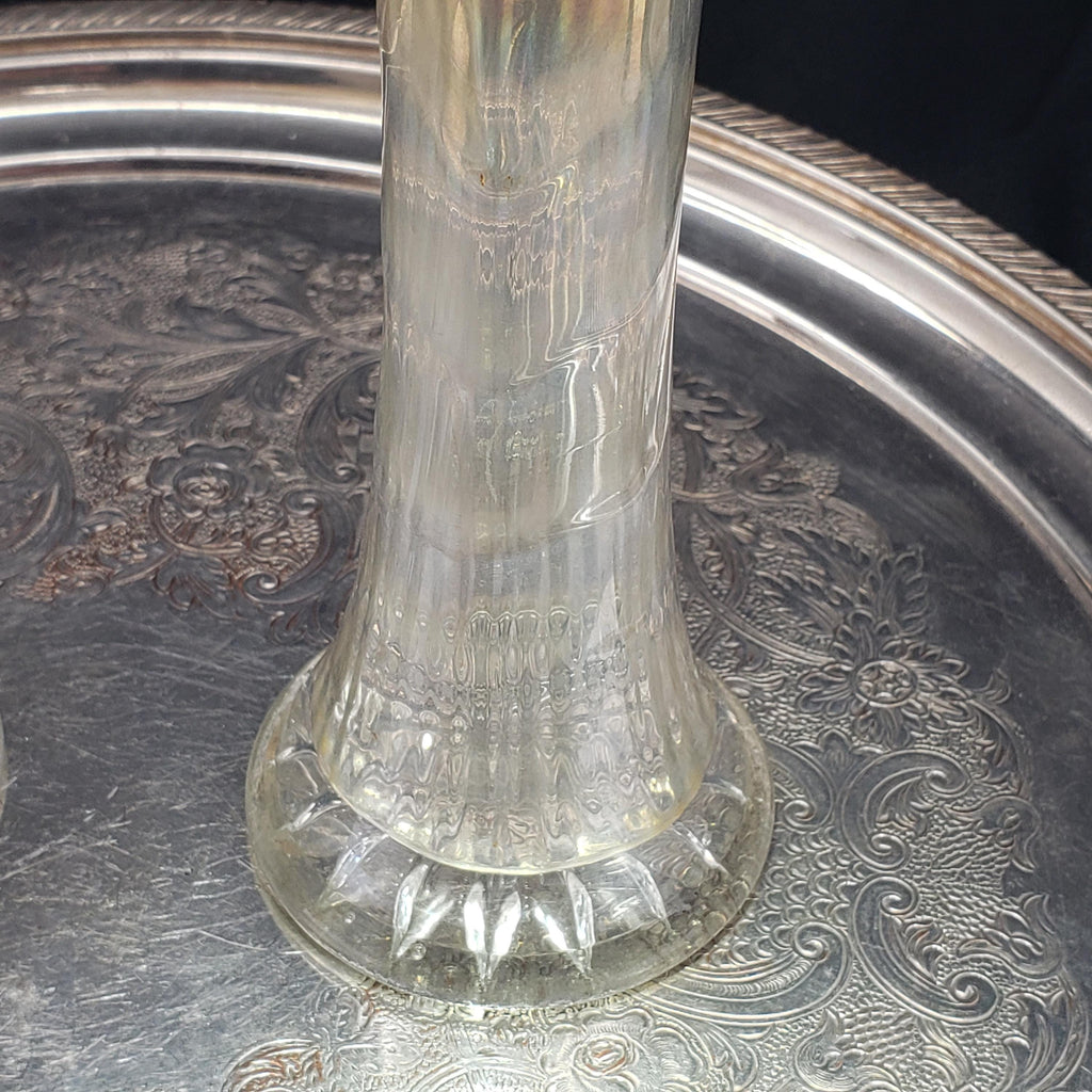 Carnival Glass Vases: Ripple Pattern - Iridescent White