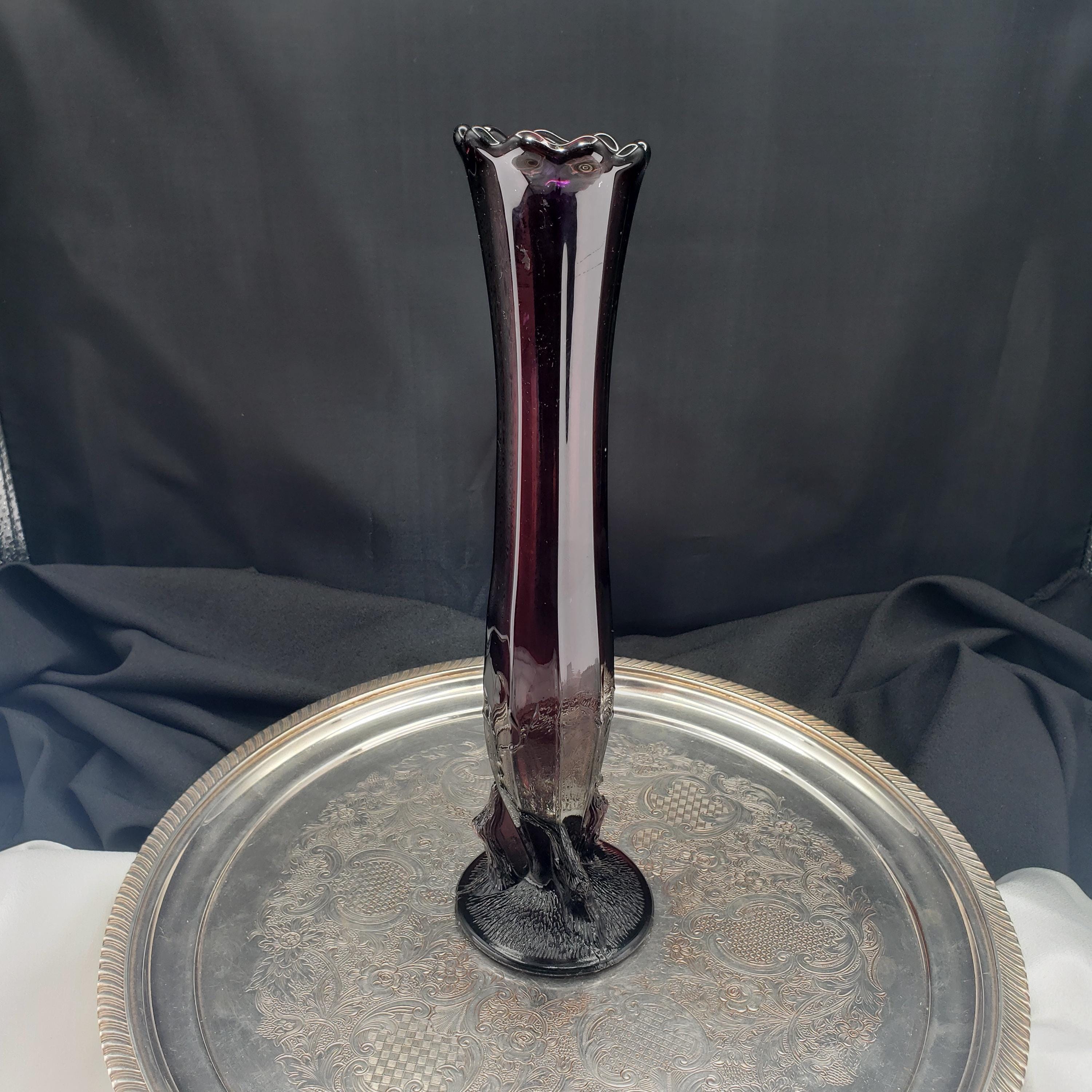 Amethyst Glass Vase, Antique Dugan Twig Pattern