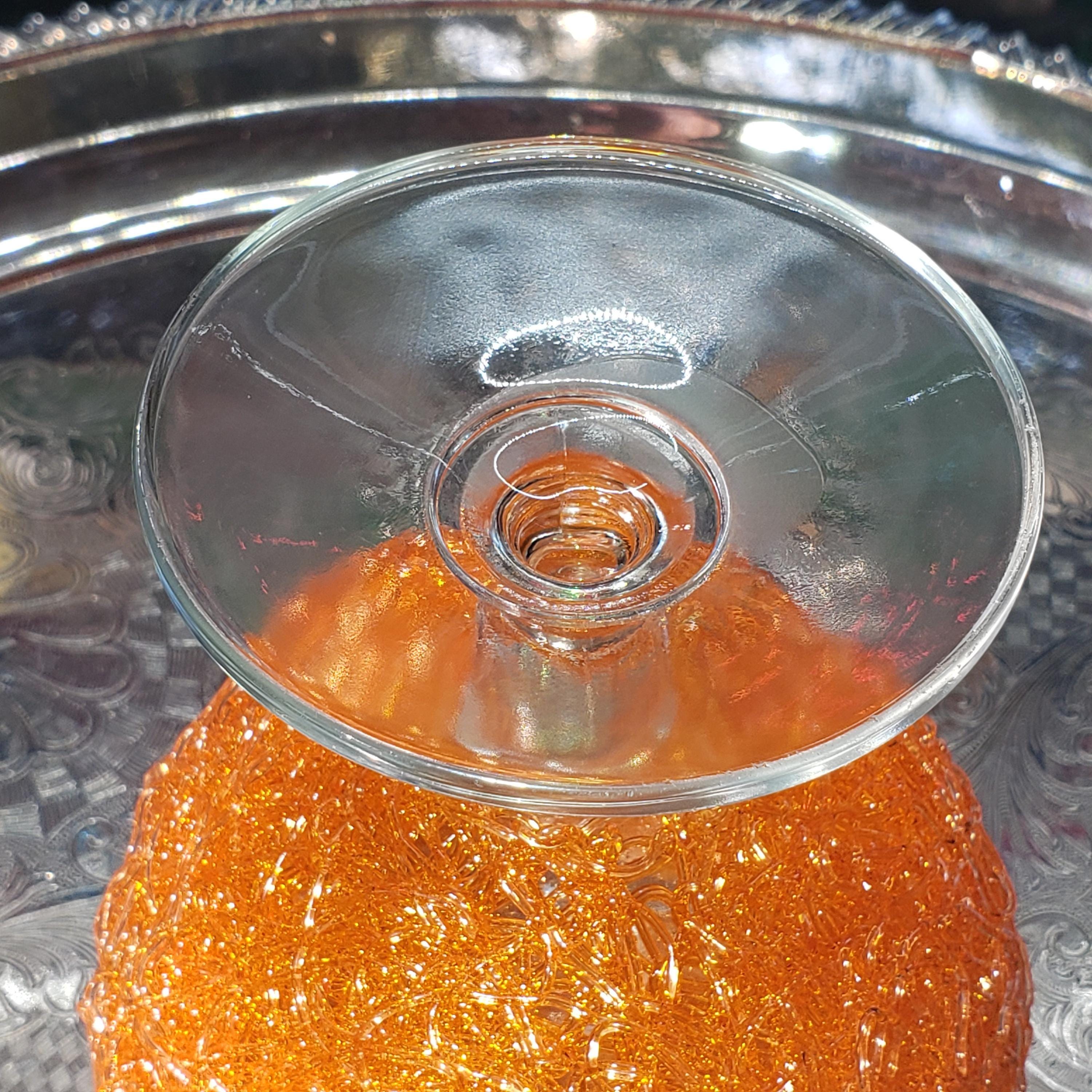 Spaghetti Stem Glass: Retro Orange Lucite - Mid Century Style