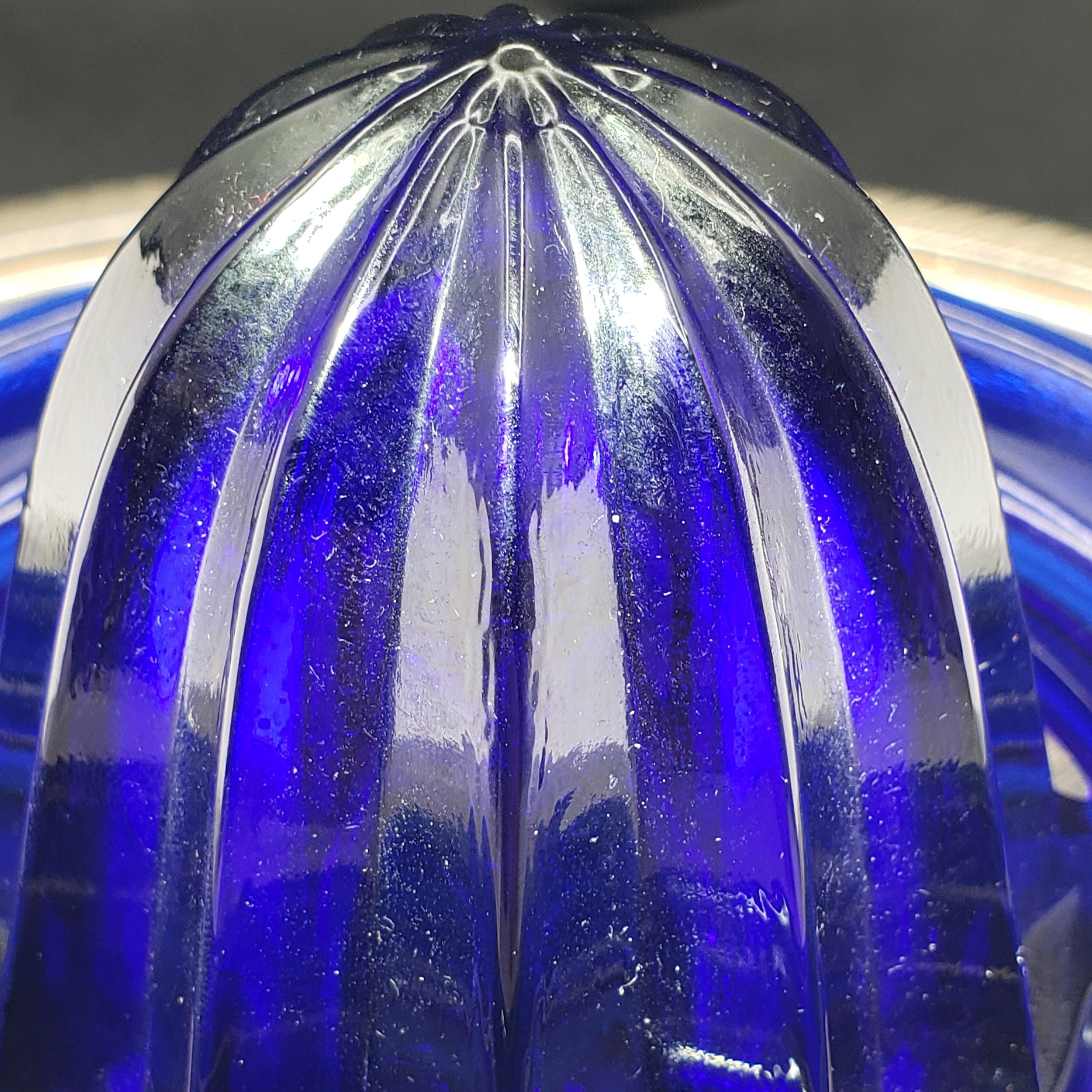 Glass Juice Reamer, Cobalt Blue Fruit Juicer