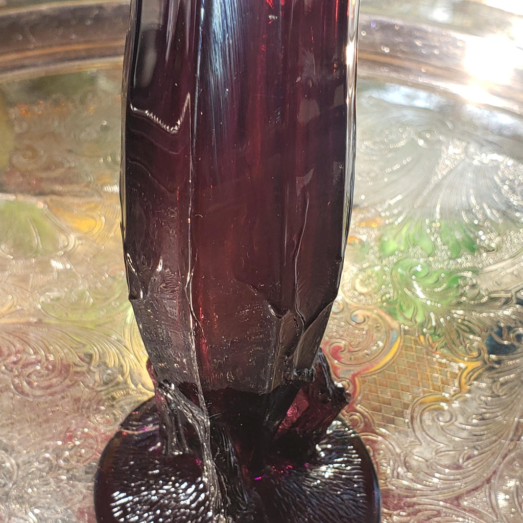 Amethyst Glass Vase, Antique Dugan Twig Pattern