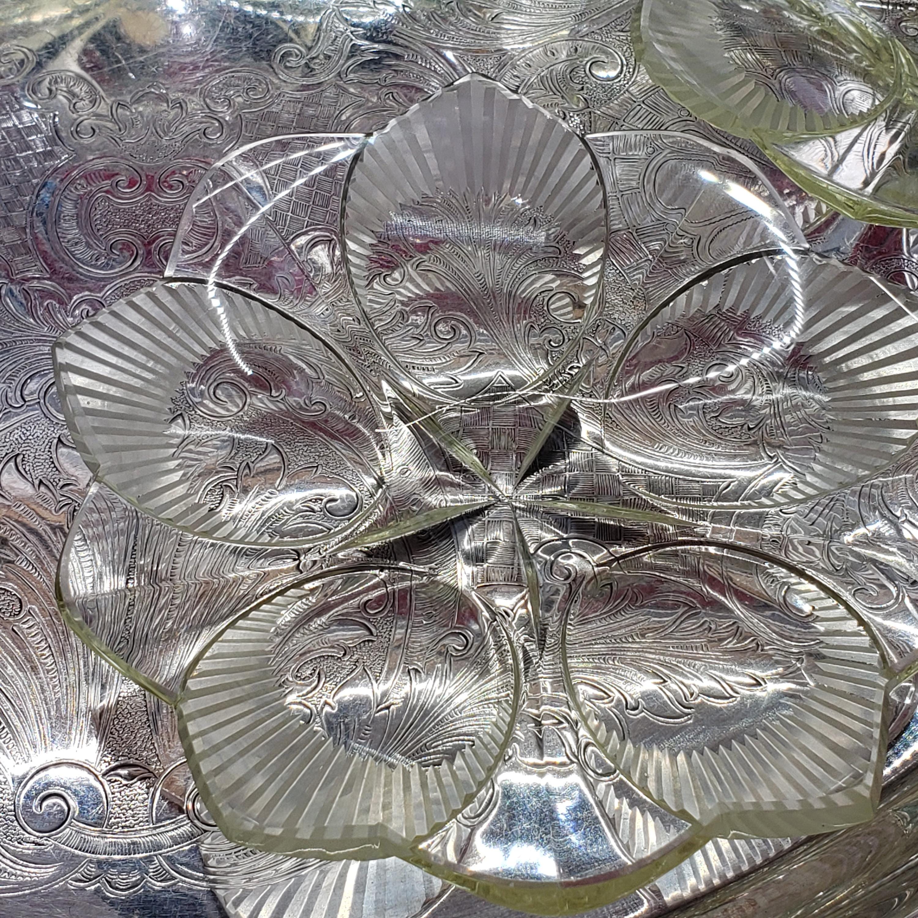 Art Deco Plate Set - Yellow Flower Shape Glassware