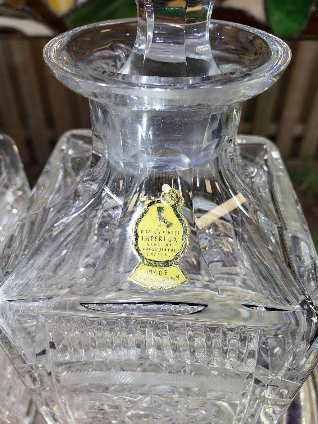 Crystal Decanters: 1950s German Diamond Pattern - Pair