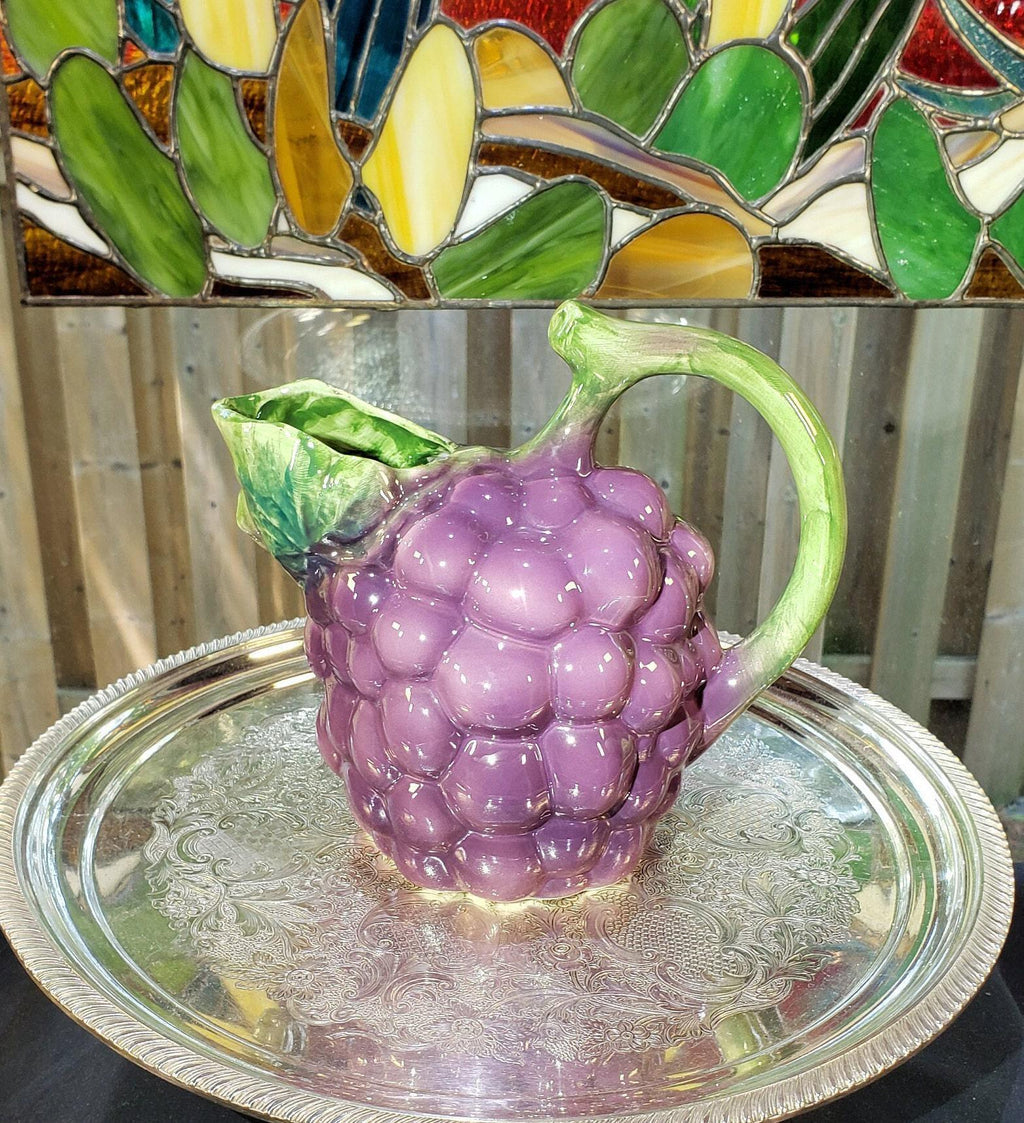Purple Grape Shape Pitcher With Green Handle