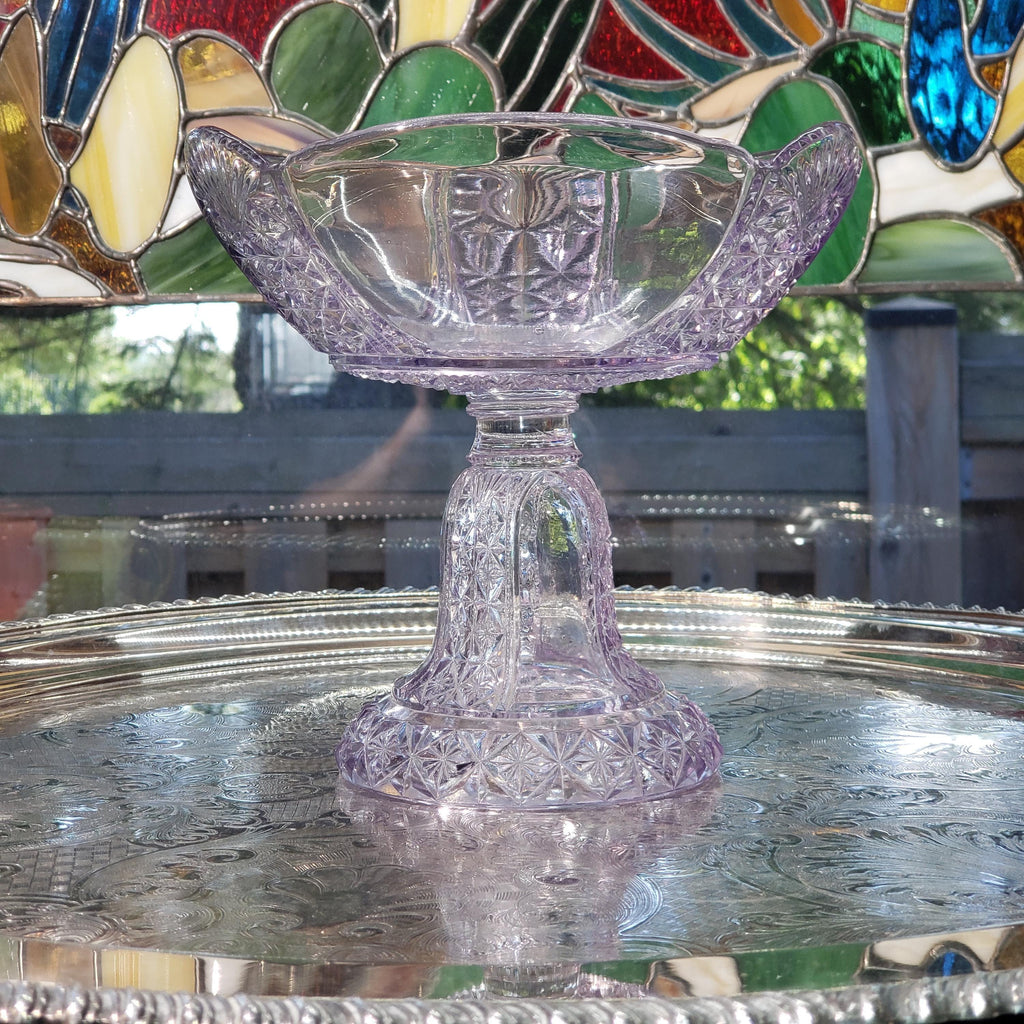 Antique Purple Compote - Daisy and Button Pattern -  Richards & Hartley (1887 Victorian Glass)