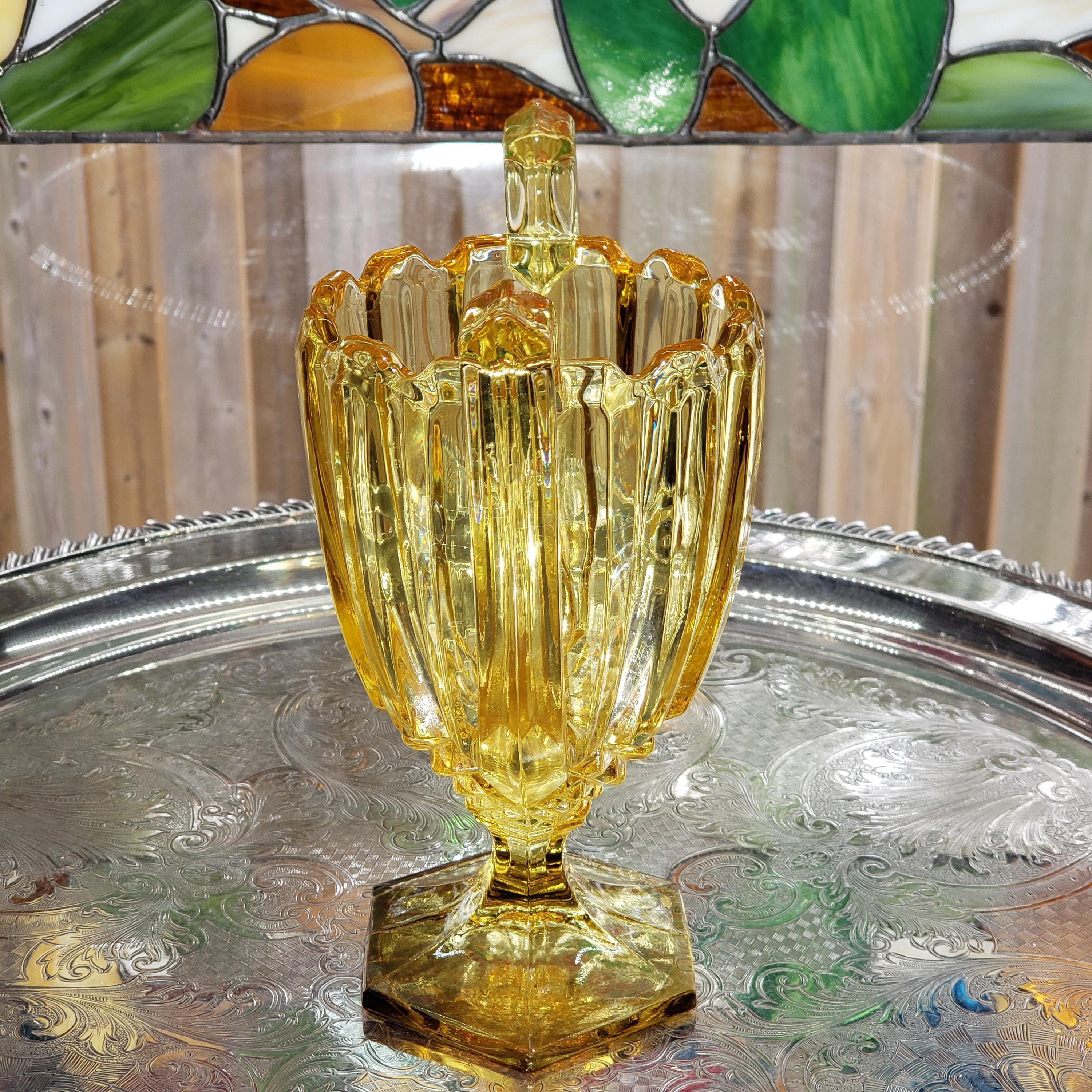 Trophy Vase: Honey Amber Glass - Neo Classic Style