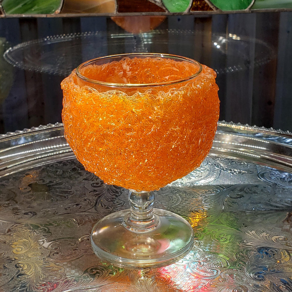 Spaghetti Stem Glass: Retro Orange Lucite - Mid Century Style