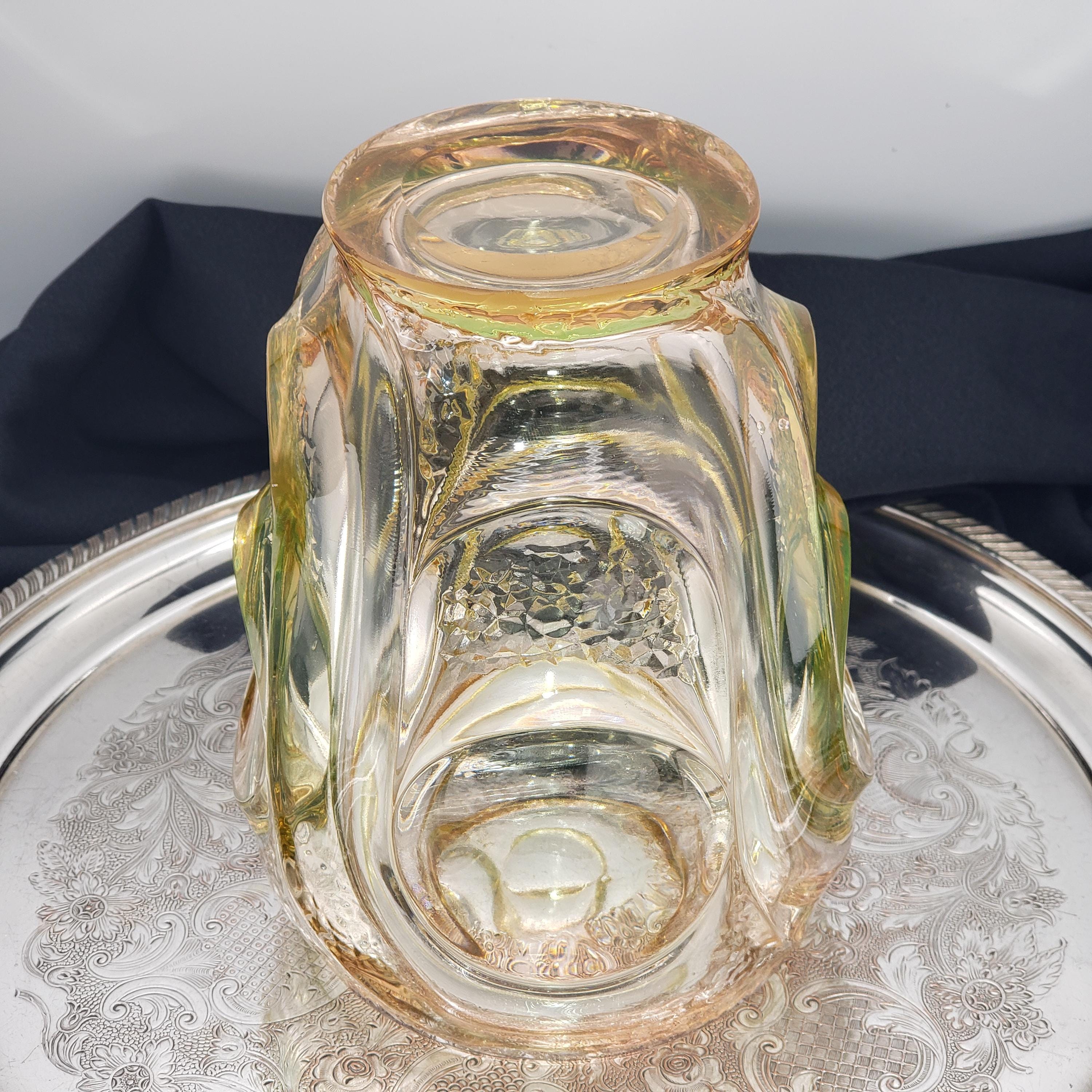 Uranium Glass Vase: Pink & Green Atlas, 1930s Art Deco