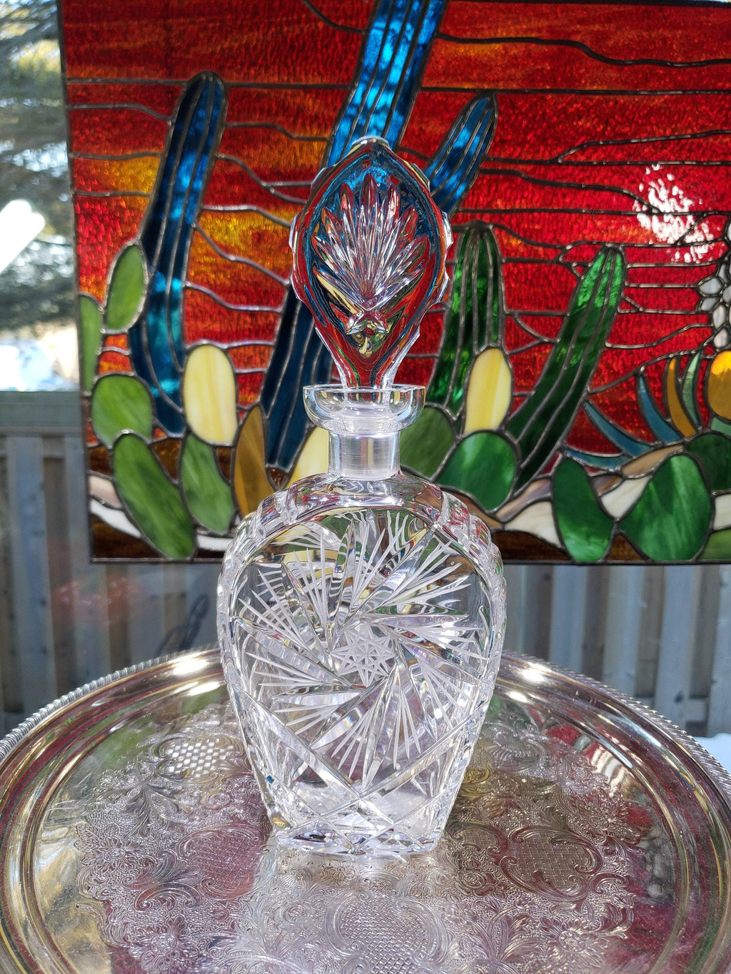 Crystal Decanter: Tombstone Shape - Pinwheel Pattern