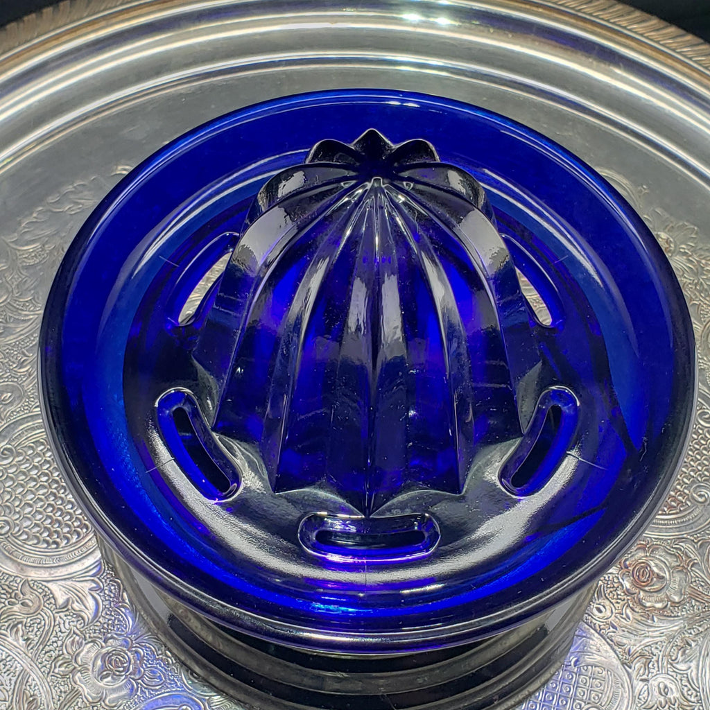 Glass Juice Reamer, Cobalt Blue Fruit Juicer