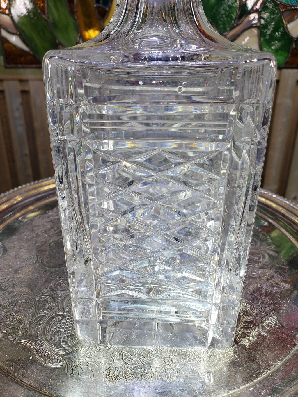 Crystal Decanters: 1950s German Diamond Pattern - Pair