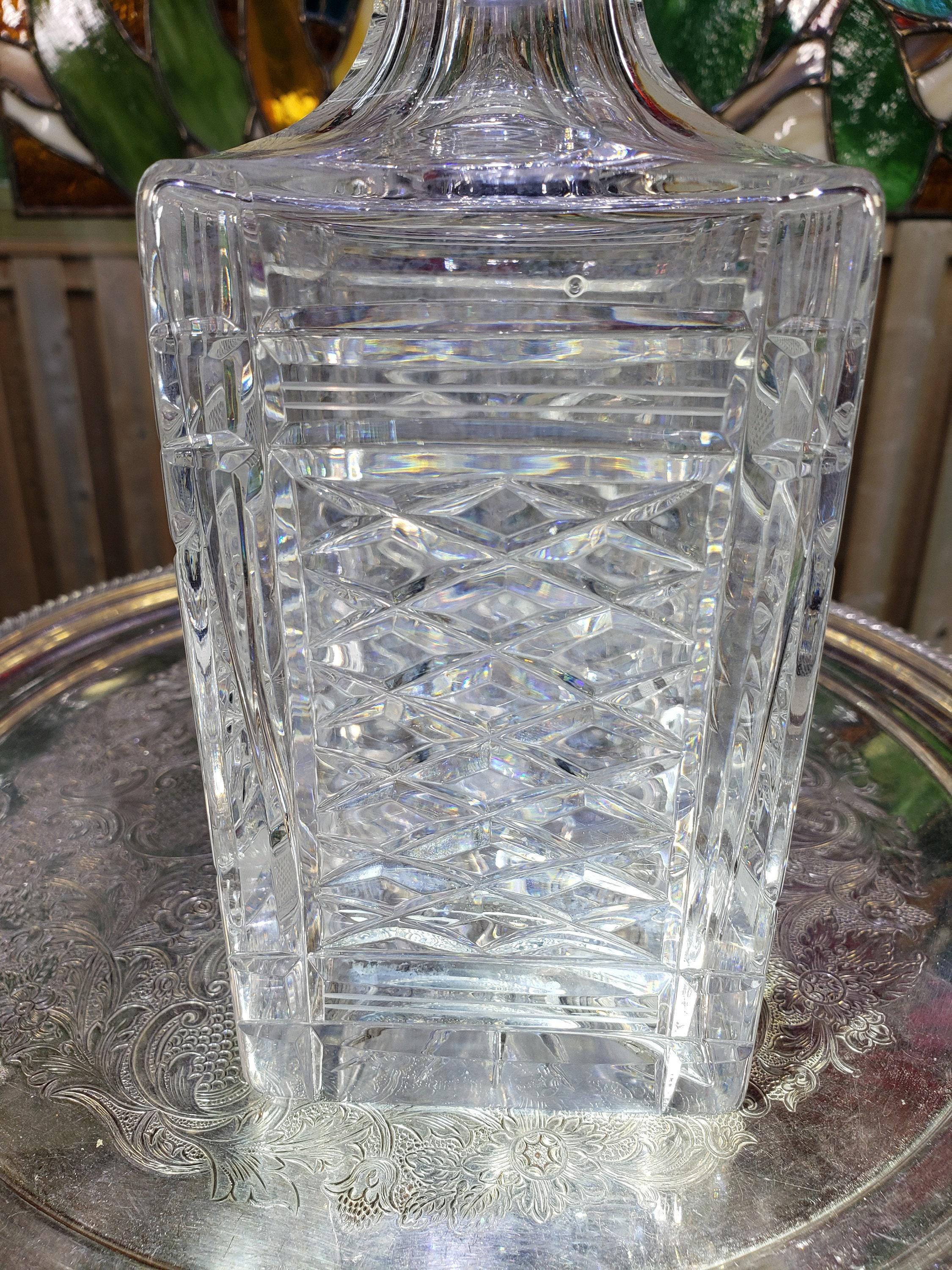 Crystal Decanters: 1950s German Diamond Pattern - Pair
