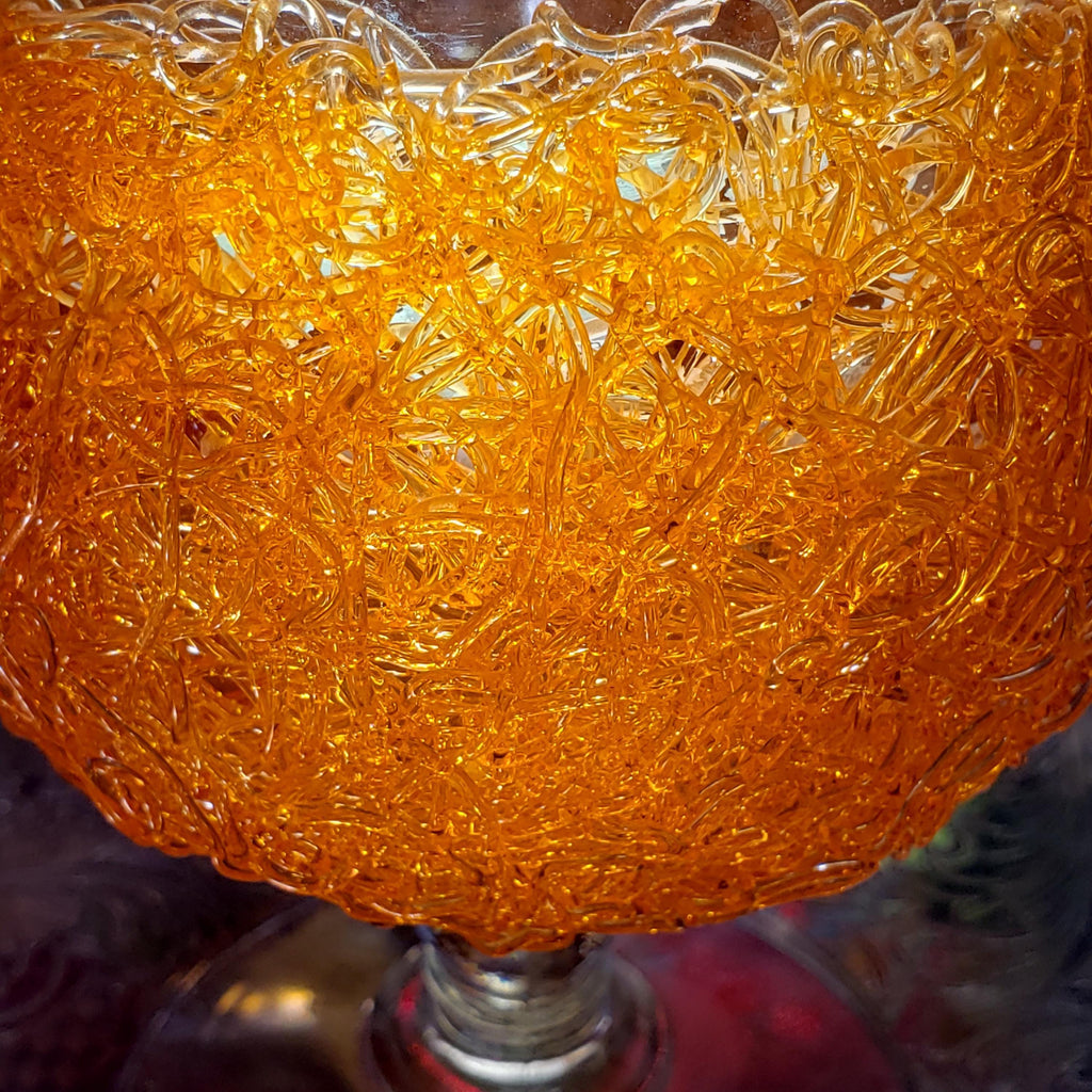 Spaghetti Stem Glass: Retro Orange Lucite - Mid Century Style