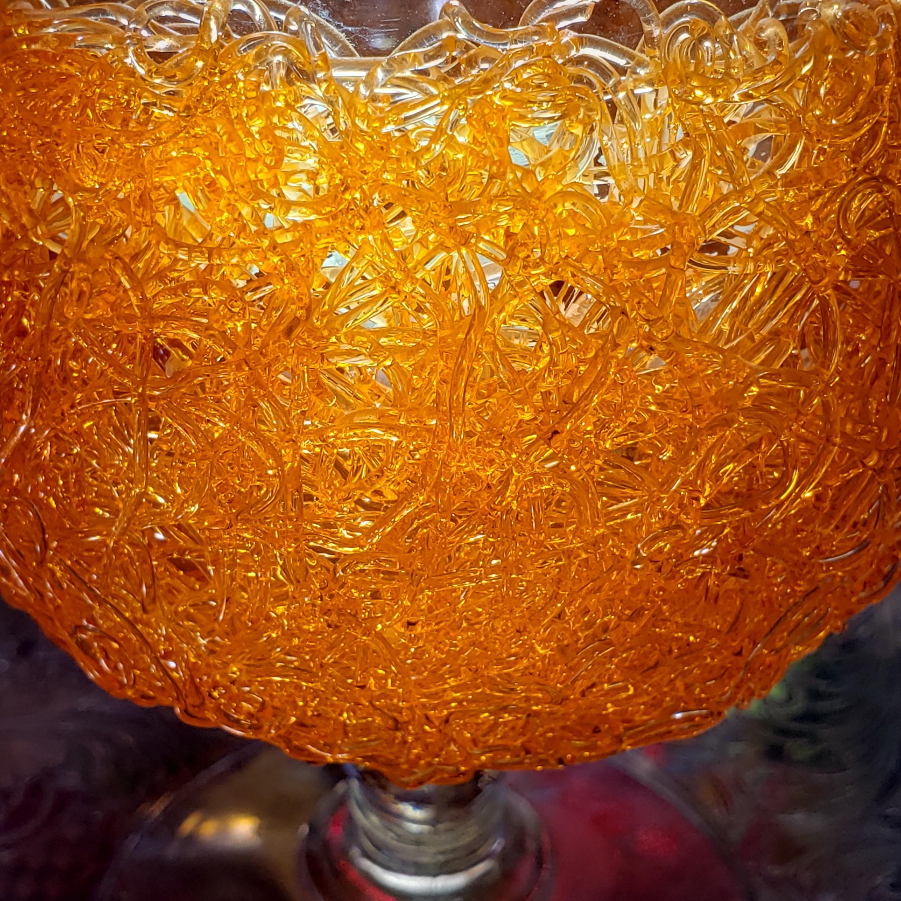 Spaghetti Stem Glass: Retro Orange Lucite - Mid Century Style