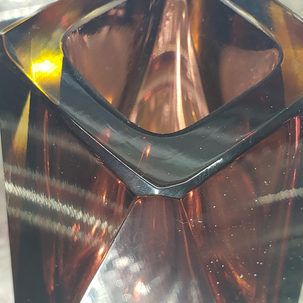 Murano Glass Vase: Flavio Poli Inspired Faceted Design (Amethyst & Amber)