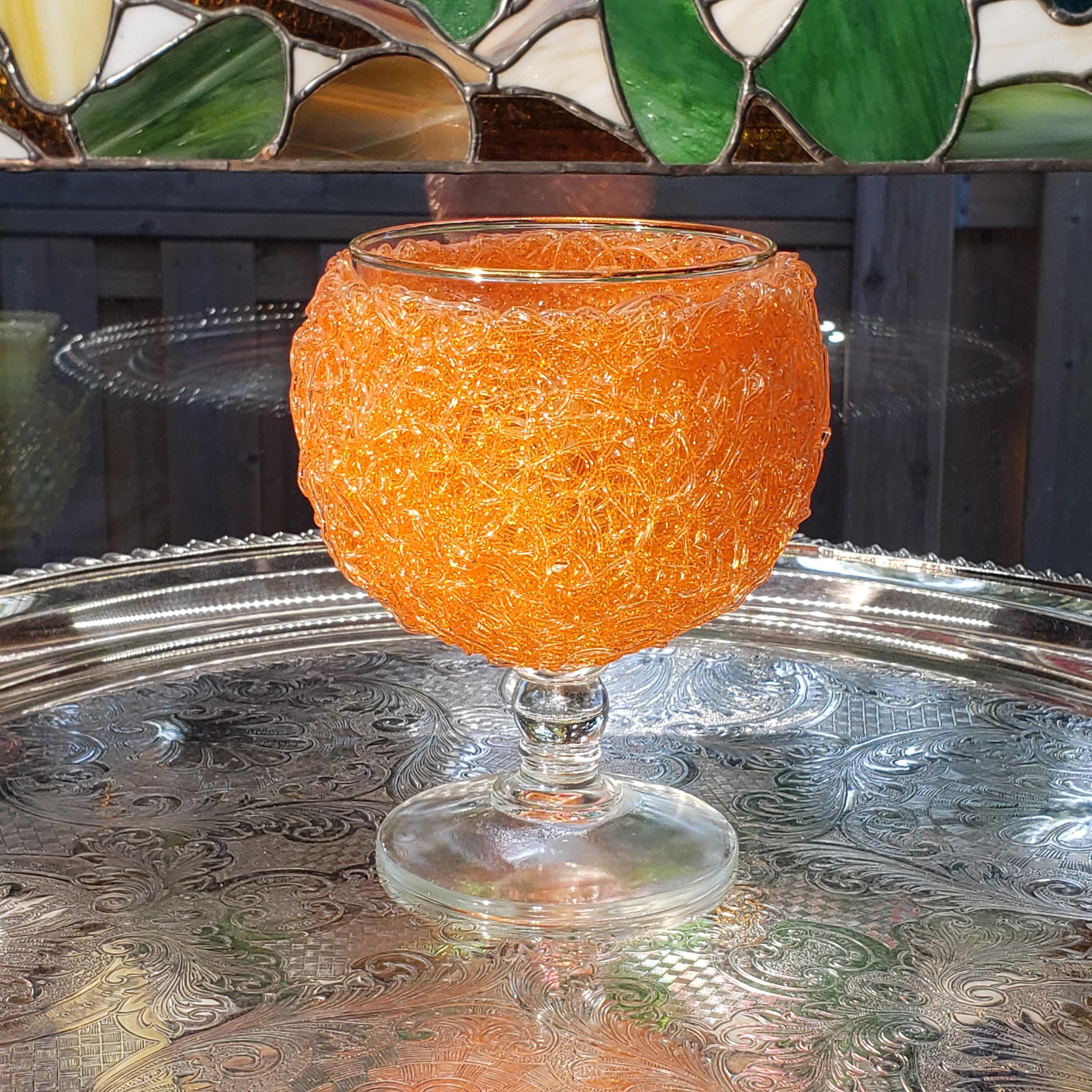 Spaghetti Stem Glass: Retro Orange Lucite - Mid Century Style