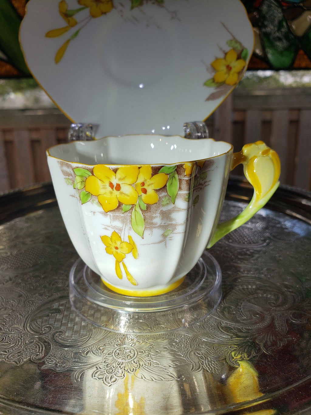 Royal Paragon Teacup and Saucer: English China (Yellow Daffodil Design)