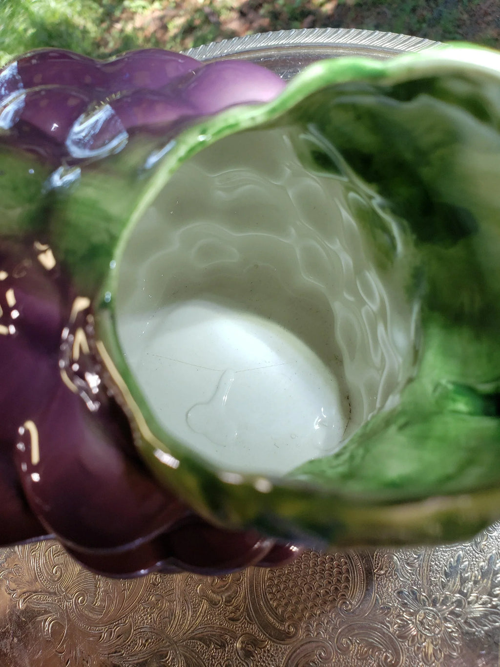 Vintage Italian Grape Pitcher, Hand-Painted Ancora Ceramic