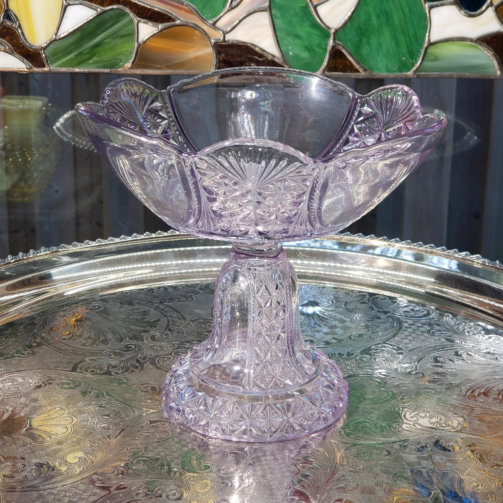 Antique Purple Compote - Daisy and Button Pattern -  Richards & Hartley (1887 Victorian Glass)