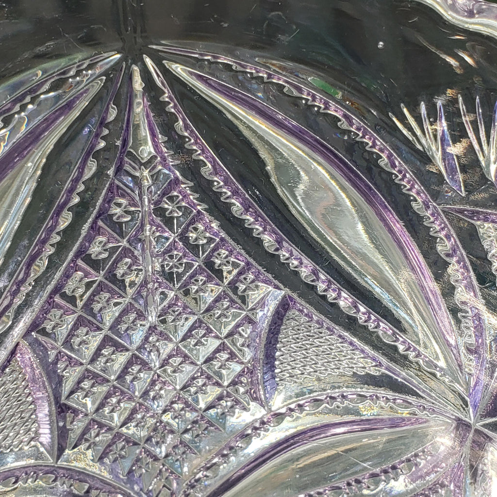 Purple Glass Pitcher - Pattee Cross Pattern, 9 Inch