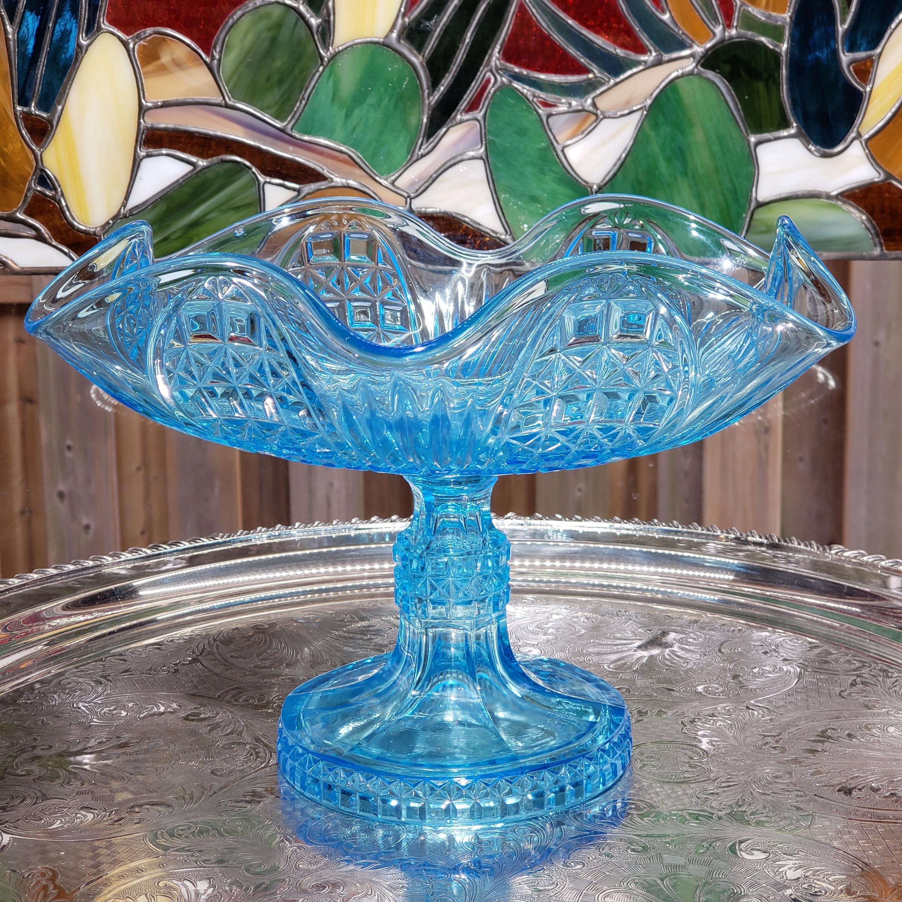 Ice Blue Glass Compote: Bryce Brothers Orion Pattern