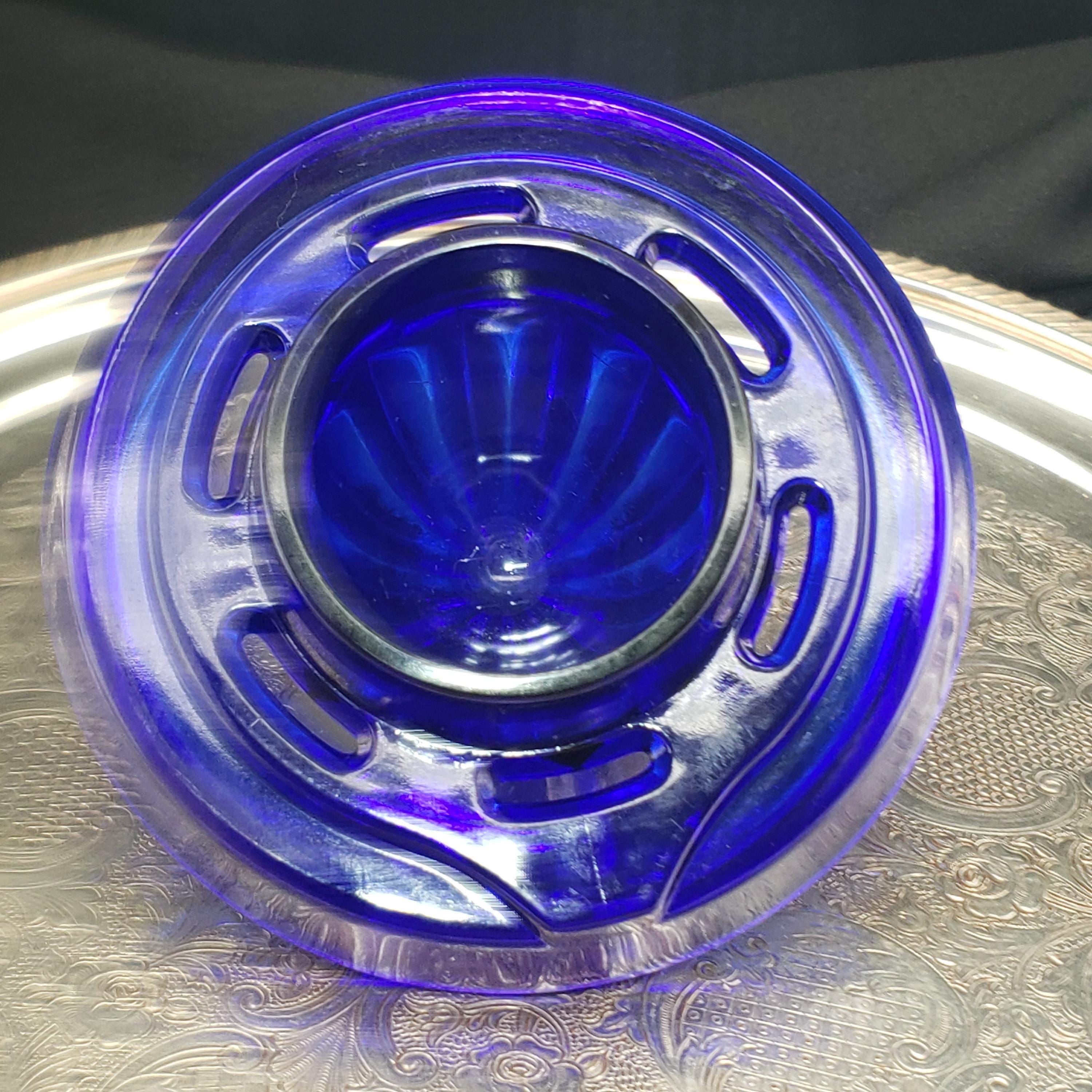 Glass Juice Reamer, Cobalt Blue Fruit Juicer