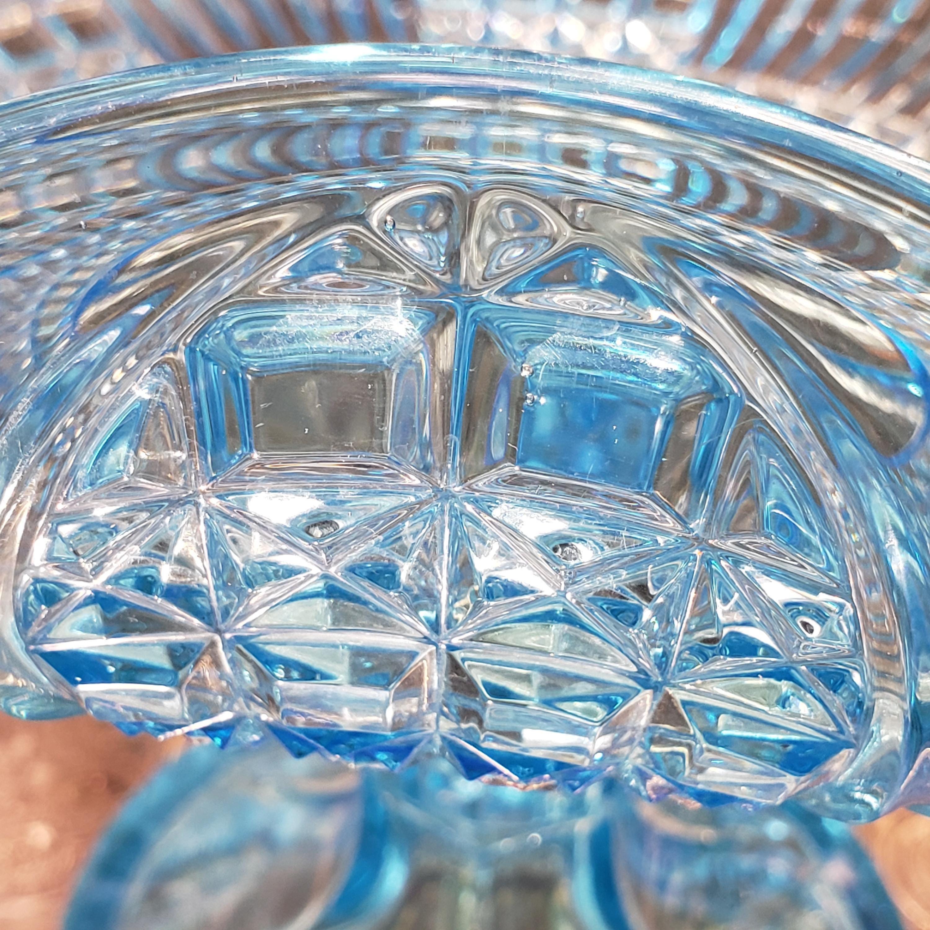 Ice Blue Glass Compote: Bryce Brothers Orion Pattern