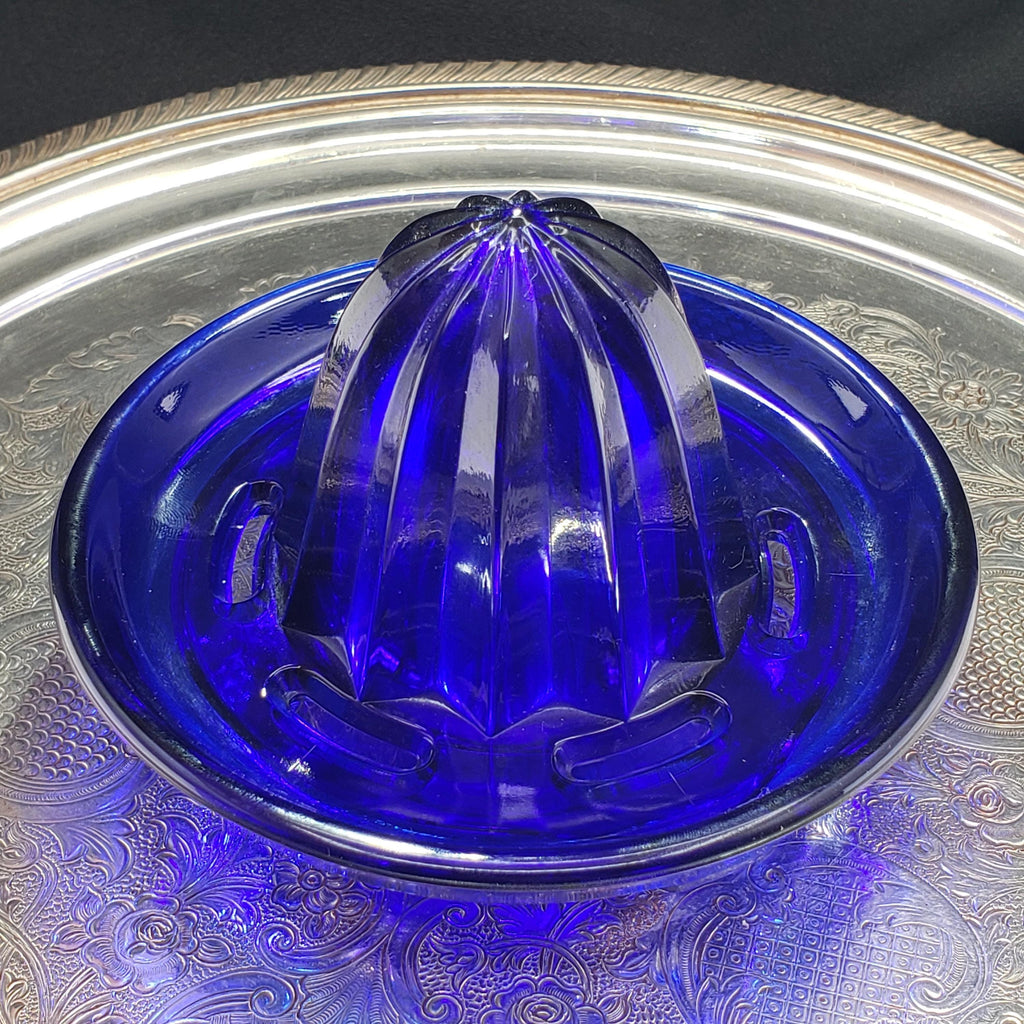 Glass Juice Reamer, Cobalt Blue Fruit Juicer