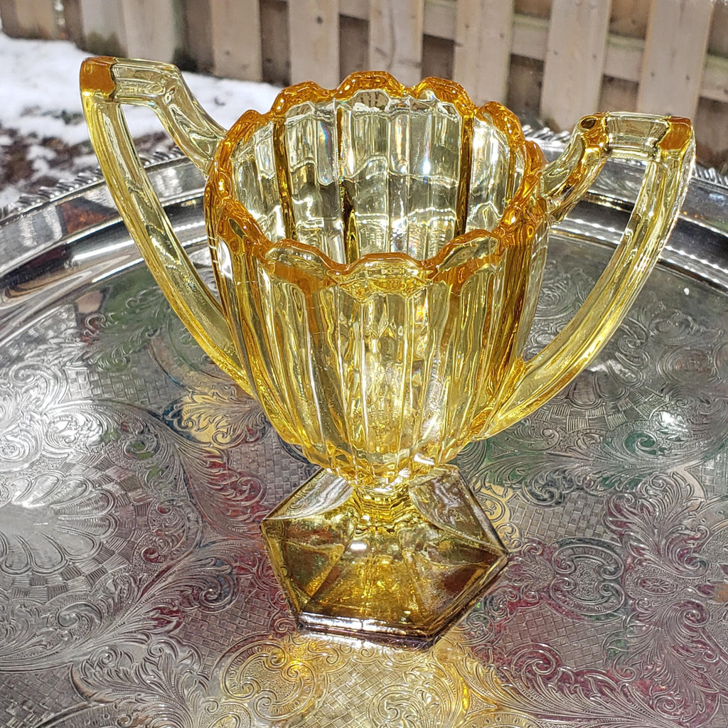 Trophy Vase: Honey Amber Glass - Neo Classic Style