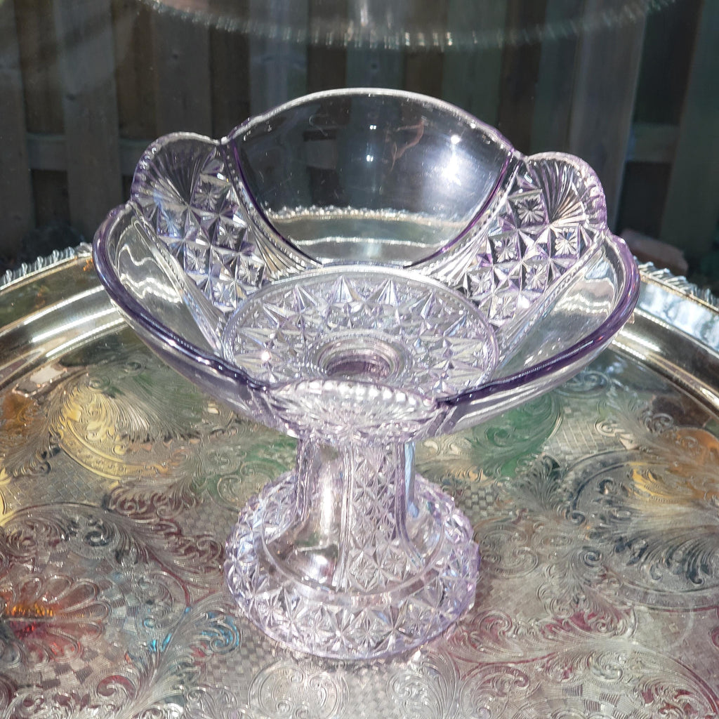 Antique Purple Compote - Daisy and Button Pattern -  Richards & Hartley (1887 Victorian Glass)