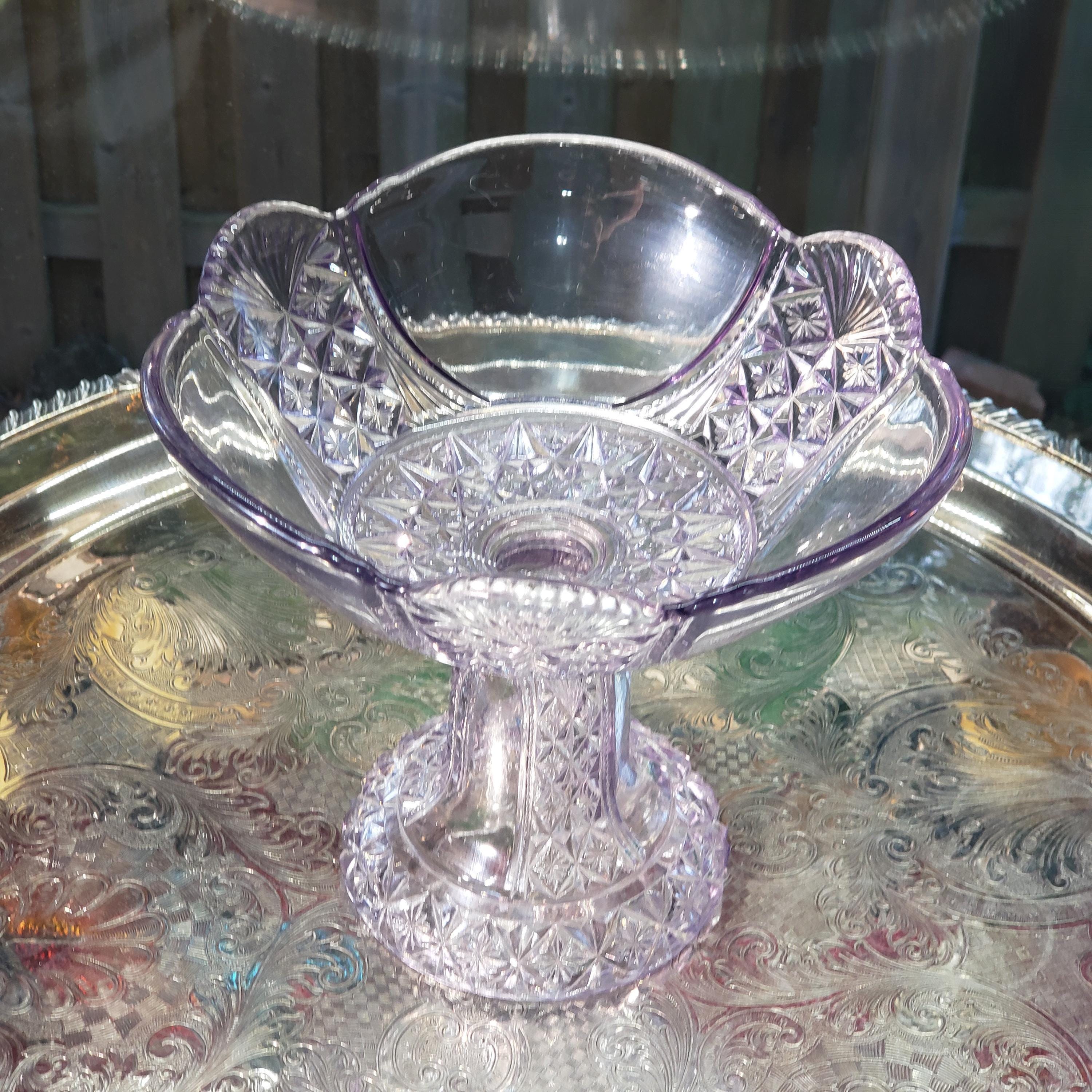 Antique Purple Compote - Daisy and Button Pattern -  Richards & Hartley (1887 Victorian Glass)