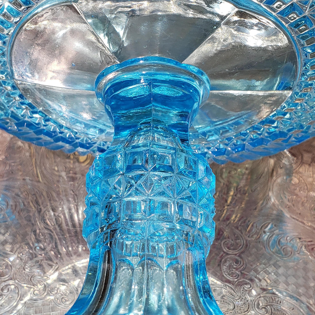 Ice Blue Glass Compote: Bryce Brothers Orion Pattern