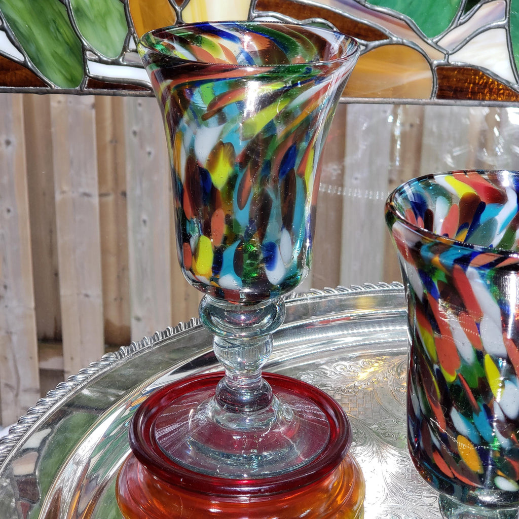 Confetti Glasses, Handmade Colorful Drinkware (Set of 4)