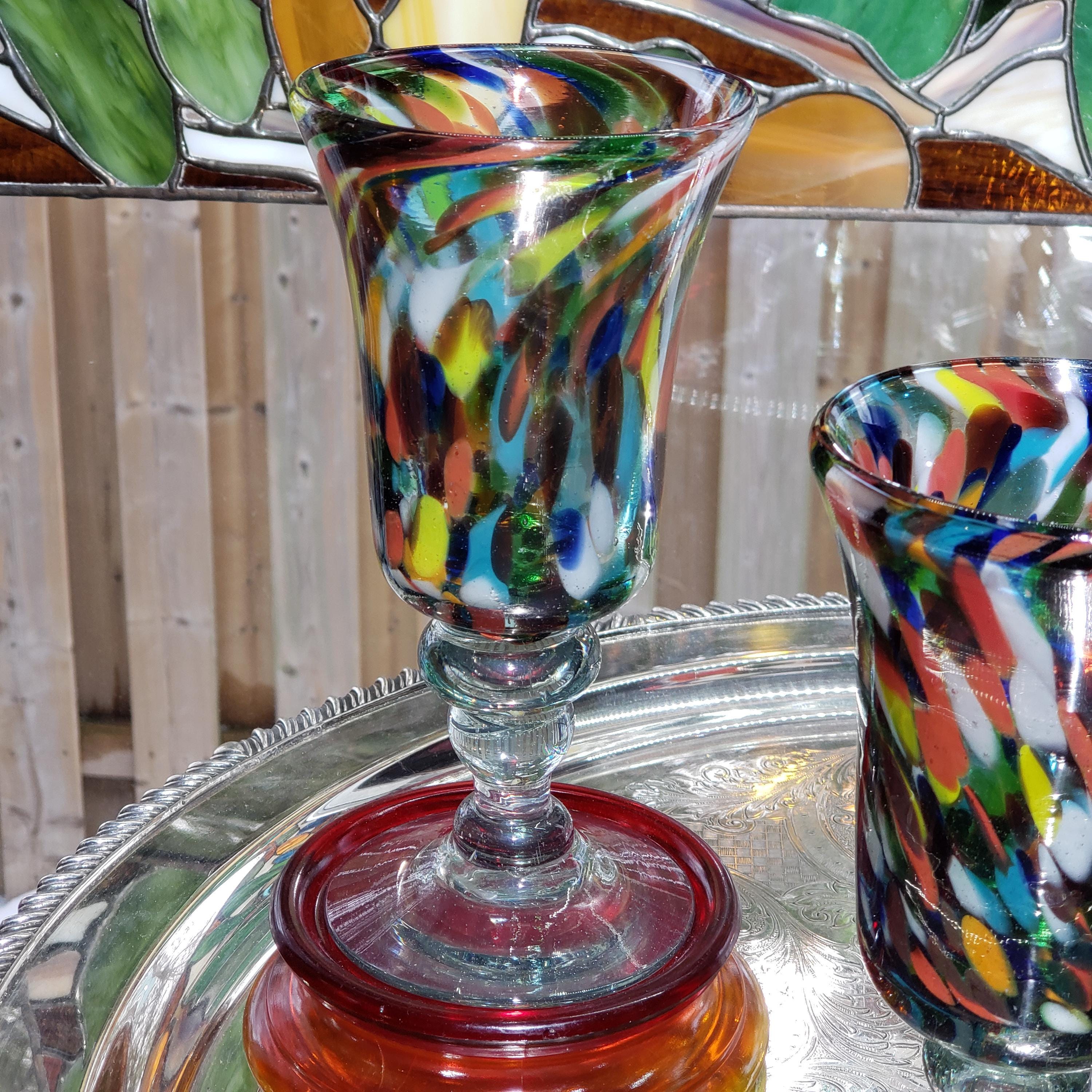 Confetti Glasses, Handmade Colorful Drinkware (Set of 4)