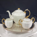 Vintage Royal Albert Teapot, White China Set With Gold Trim, 3pc.